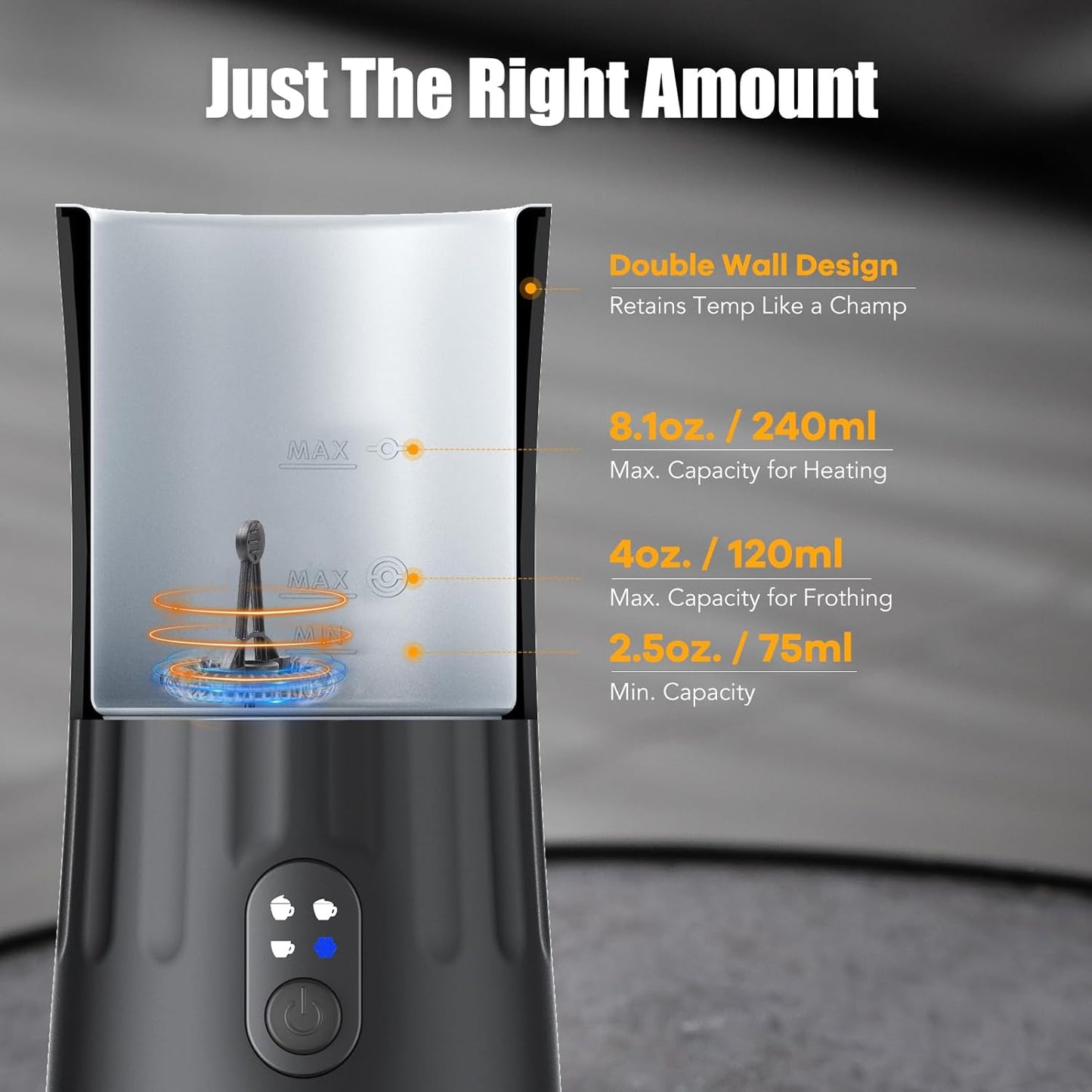 Milk Frother, Upgraded 4-in-1 Milk Frother and Steamer, Hot and Cold Foam Maker and Milk Warmer with Temperature Control & Auto Shut-Off, Frother for Coffee, Latte, Cappuccino, Matcha(Black)