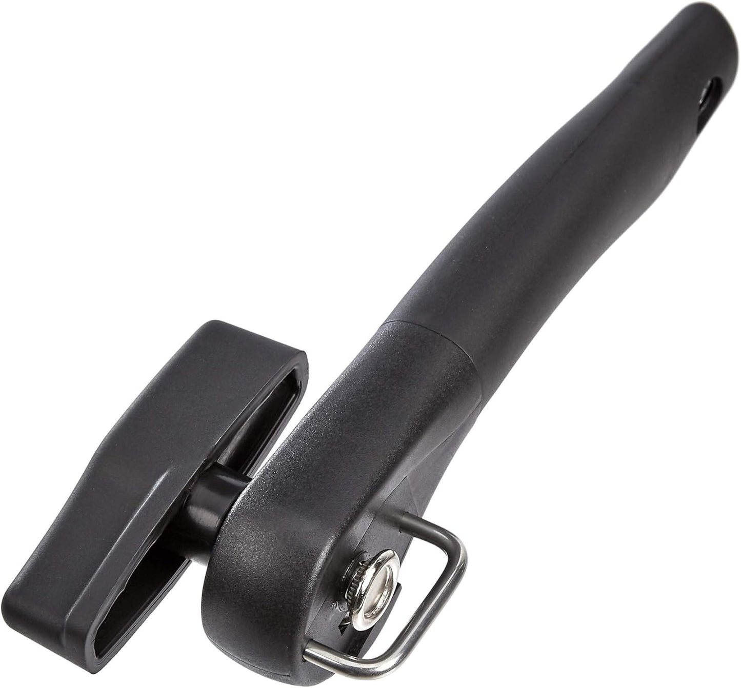 Amazon Basics Manual Can Opener, Hand Held, Black Soft Grip Single Handle, Large