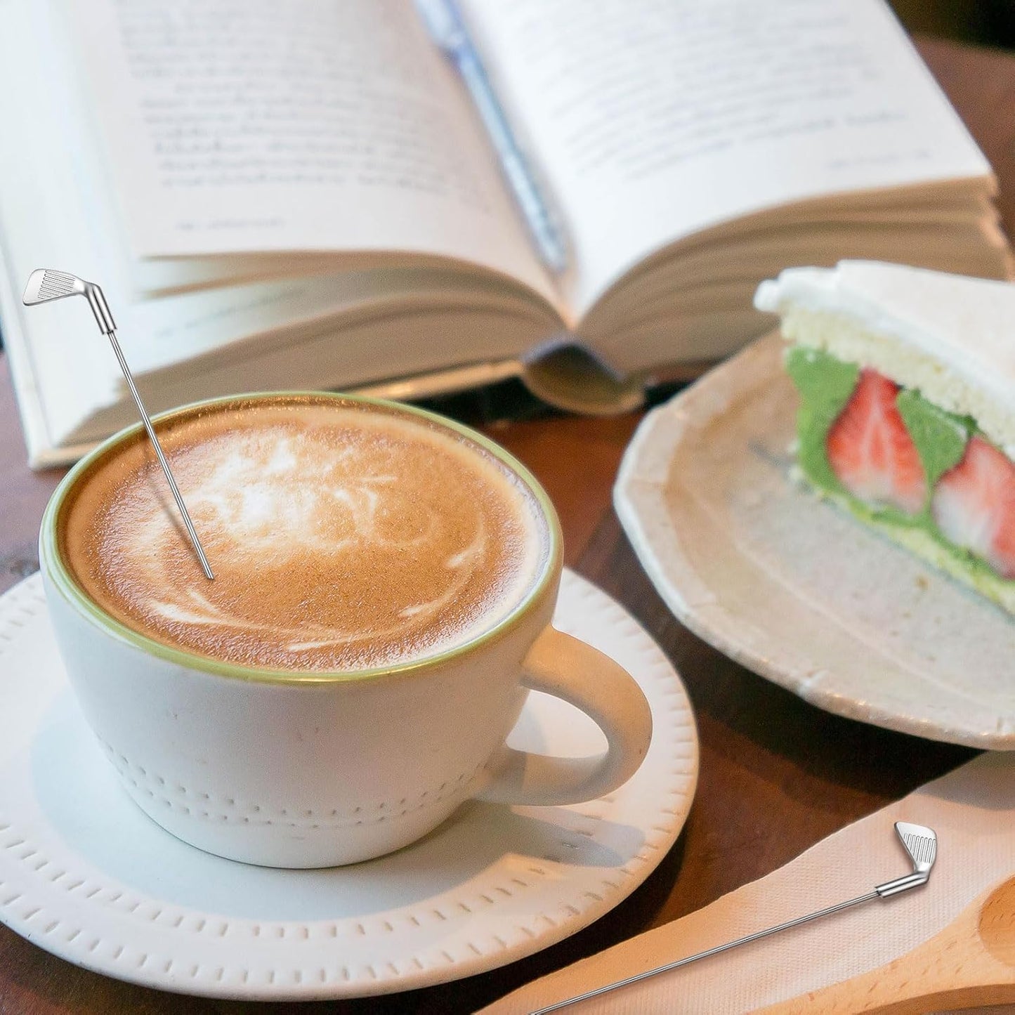 Hushee 10 Pcs Metal Golf Cocktail Stirrers Swizzle Stir Sticks 7.87 Inch Reusable Drink Stirrer Sticks Party Decorations Golf Party Clubhouse and Outing Decorations