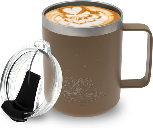 COREFLEX 12 oz Insulated Coffee Mug with Handle & Lid, Stainless Steel Double Walled Vacuum Insulated Tumbler, Travel Coffee Cup Thermal Cup - Home, Office, Travel, Outdoor, Camping