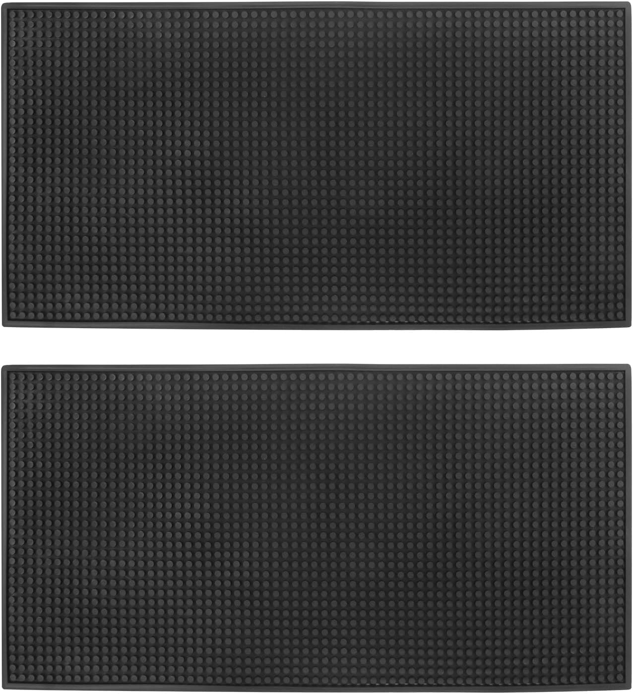 2 Pack Rubber Bar Mats, 24" x 12" Black Large Bar Service Mat, Spill Mat for Countertop, Bartending, Rubber Bar Mats, Efficient and Stylish Solution for Every Bartending Need,by KUKLIPJIM