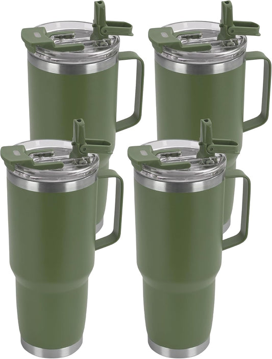 HASLE OUTFITTERS 30oz Tumbler Bulk with Handle, Insulated Travel Coffee Mug Set with Handle Leak-Proof Double Wall Stainless Steel Vacuum Tumblers Pack Metal Cup for Hot and Cold Drink