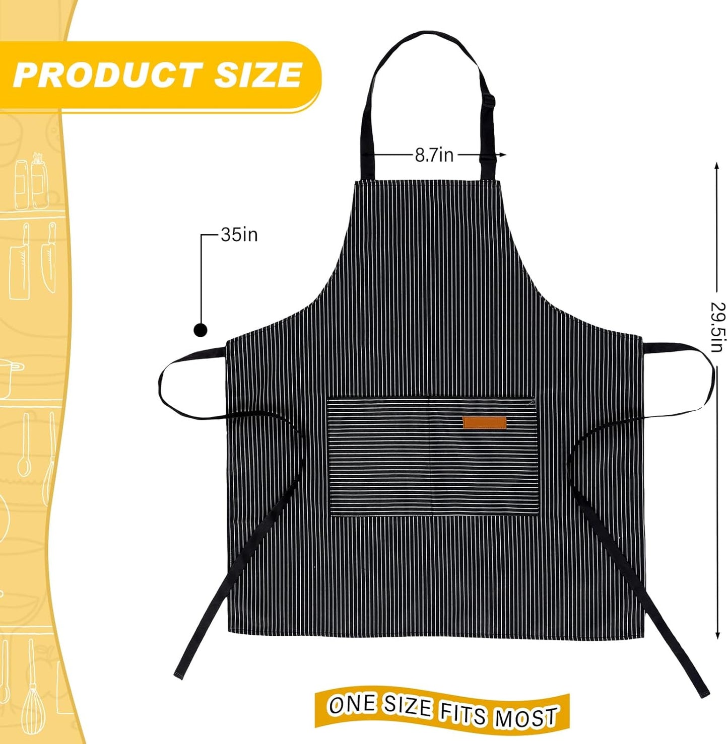Handepo 4 Pcs Kitchen Cooking Aprons with Pockets Adjustable Waterproof Baking Apron for Women Men, Chef,BBQ, Christmas Gift