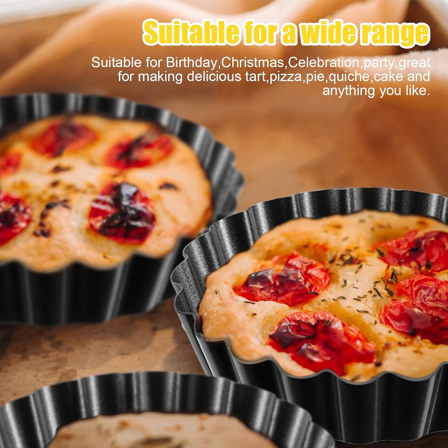 8 Pack Mini Tart Pan 4 Inch with Removable Bottom Fluted Sides Fruit Pans with Nonstick Coating For Pizza Cake Quiche