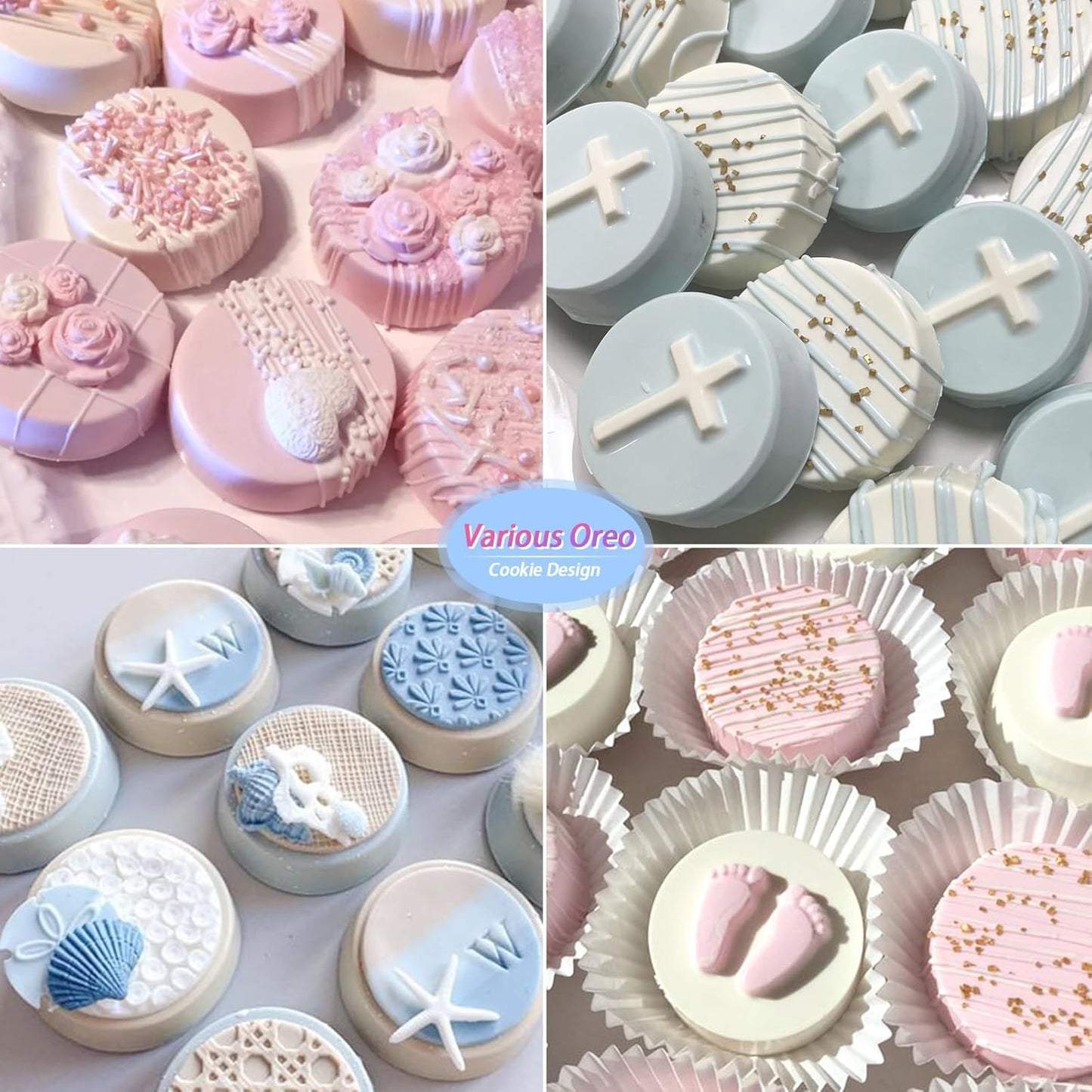 Sakolla 3 Pcs Round Chocolate Cookie Molds, 12-Cavity Cylinder Silicone Molds, Perfect for Chocolate Covered Cookie, Cake, Candy, Pudding, Mini Soap (2 Rose Red & 1 Blue)