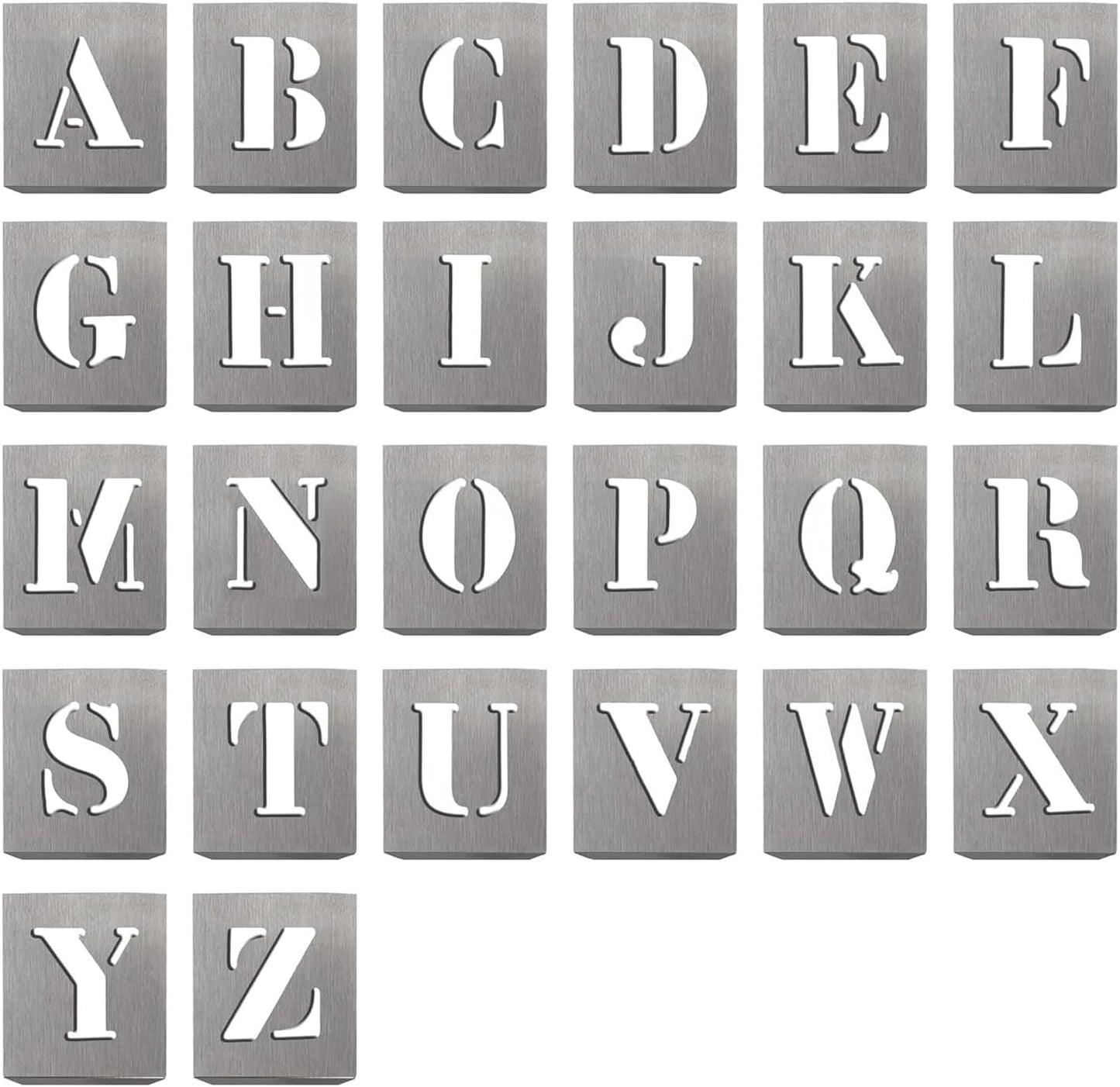 HAUTMEC Vintage Aluminum Letters Stencils, A to Z Aluminum Stencils & Holder, 2-1/2"(60mm) Letters, Shop Stencil, Advertising Stencilling, Craft-Printing, Reusable HT0244-ST