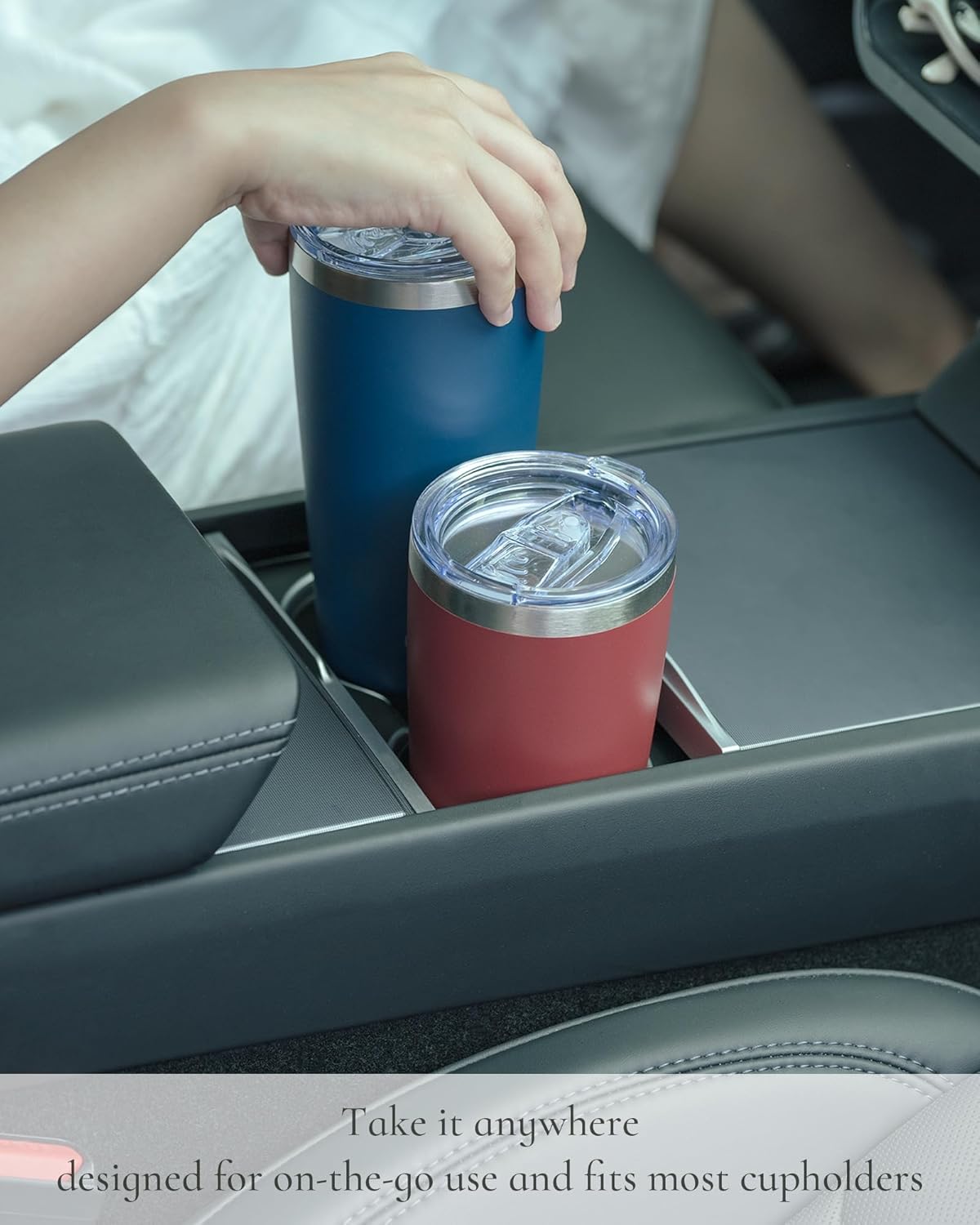 Travel Coffee Tumbler 20oz, Leakproof Travel Coffee Mug with Lid and Straw, Stainless Steel Double Wall Vacuum Insulated Tumbler for Hot/Iced Drinks (Textured Matte, Light Blue)