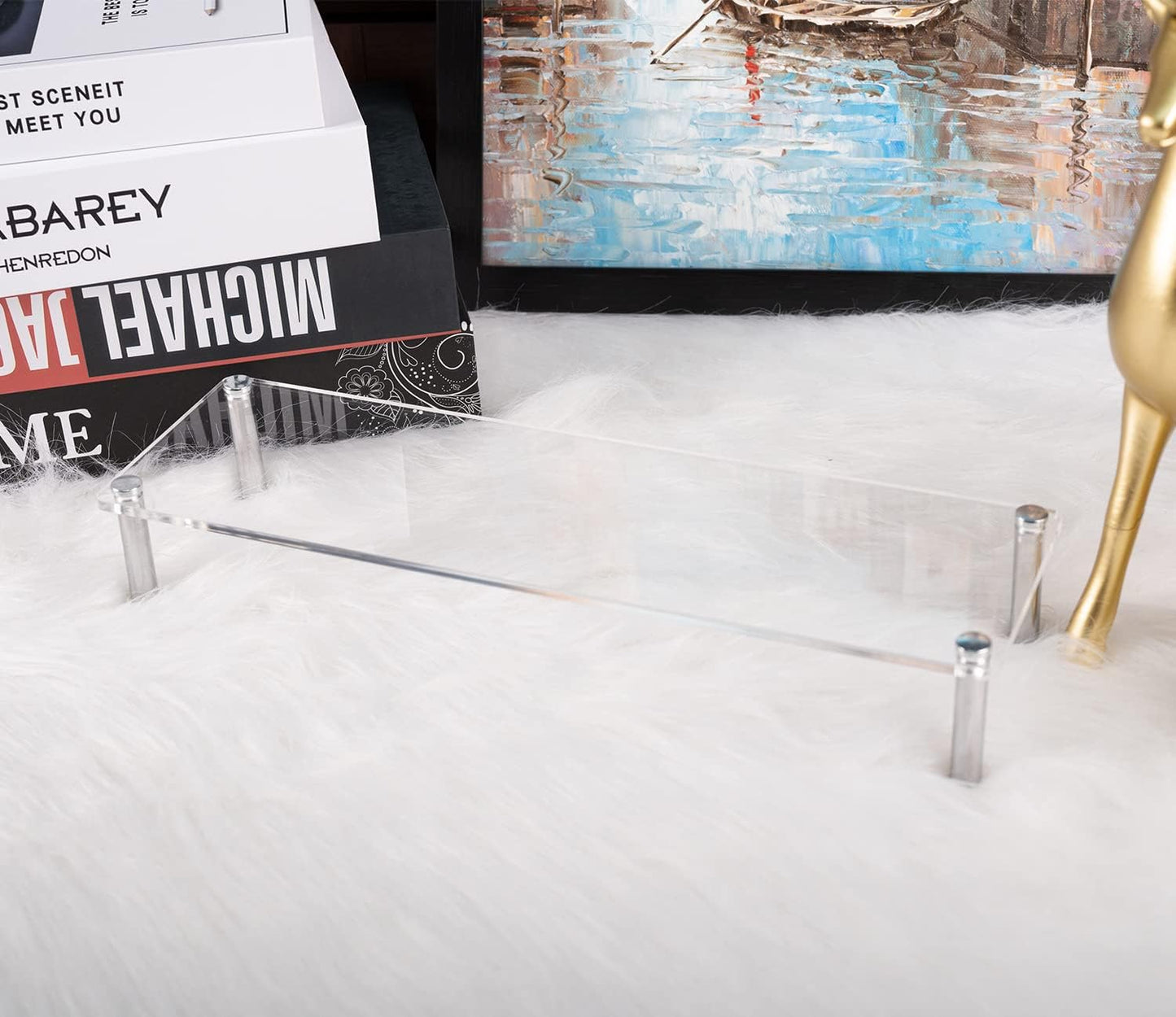 Acrylic Riser, Display Stand Clear Shelf for Cupcake Food Desserts Holder Cosmetic Products Tabletop Use and More (Small)