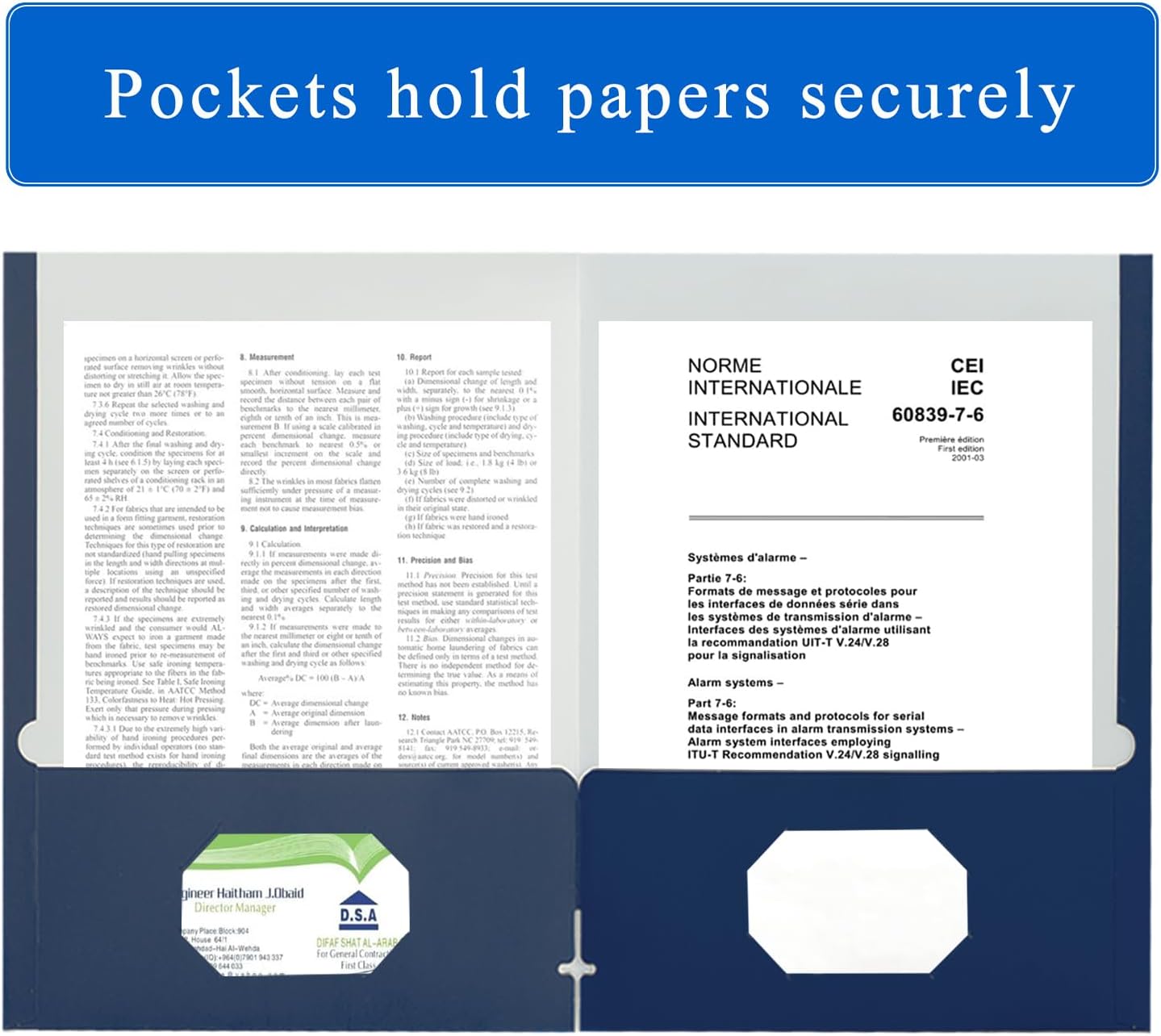 Zzrywuty File Folders with Pockets Letter Size, 50-Pack Paper Folders with Card Slot, Two Pocket Folders for School Students, Businessmen, Home and Office Workers（Old Blue）