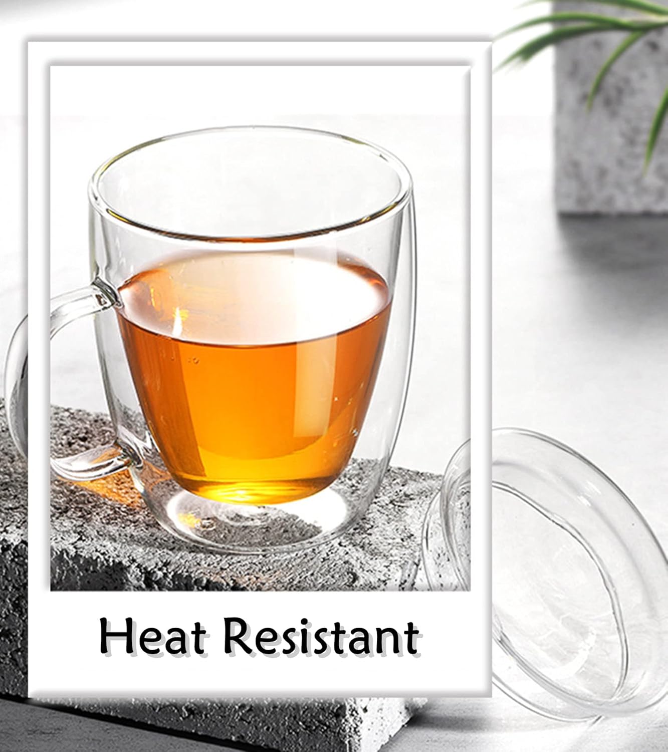 Insulated Espresso Cups - 16 oz Double Wall Glass Mugs With Handle and Lid - Cold & Heat Resistant - Perfect for Coffee, Tea, Milk, Wine