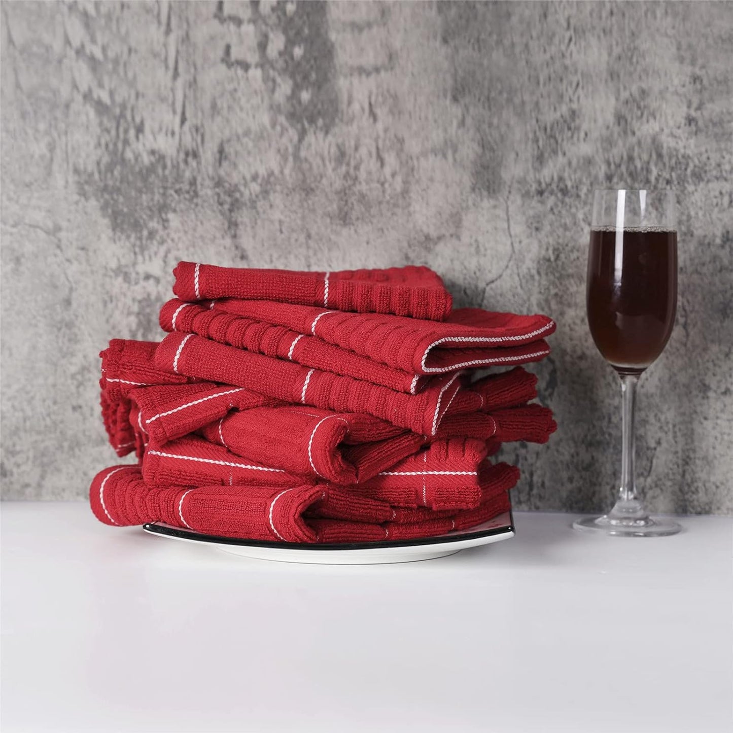 Glynniss Red Kitchen Towels and Dishcloths Set, Dish Towels and Dish Rags Set for Washing Dishes, Cleaning and Drying Pack of 8 (red)