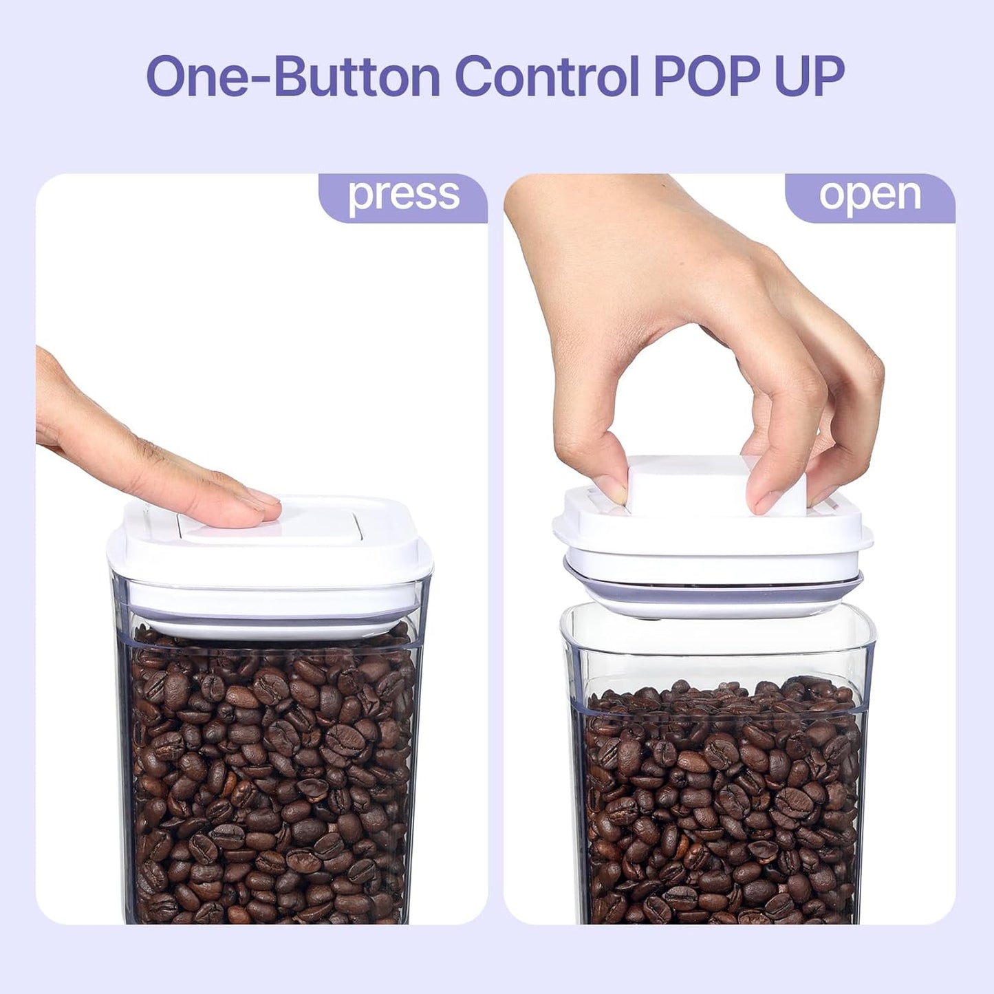 Food Airtight Containers storage with Lids One Button Open/POP UP/Kitchen Storage Organization for Coffee Tea Brown Sugar Cereals 950ml x 1