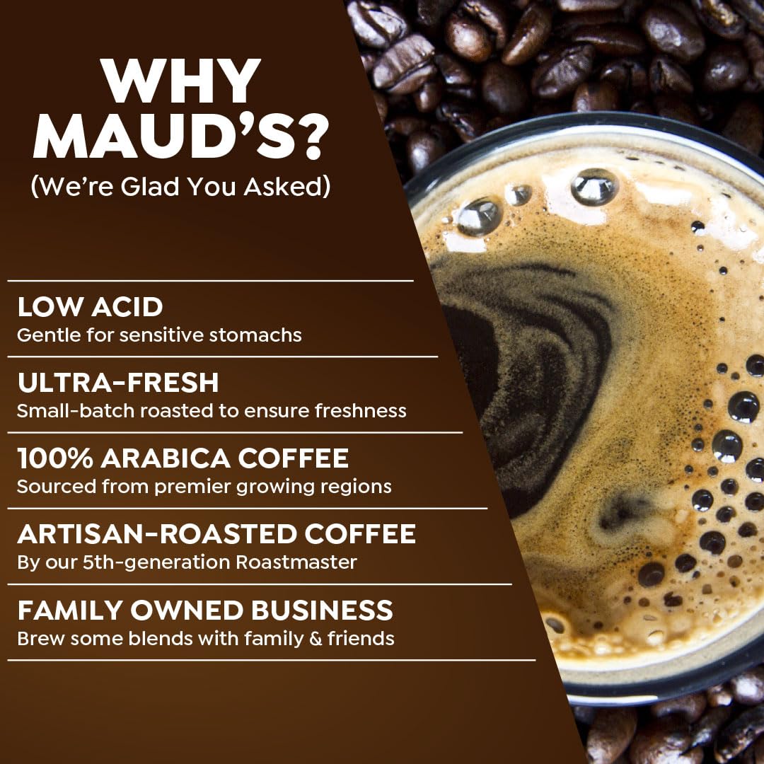 Maud's Organic Dark Roast Coffee Pods, 50 ct, Fair Trade & Single Origin Recyclable Single Serve Pods – 100% Arabica Coffee, Compatible with Keurig K Cups Maker