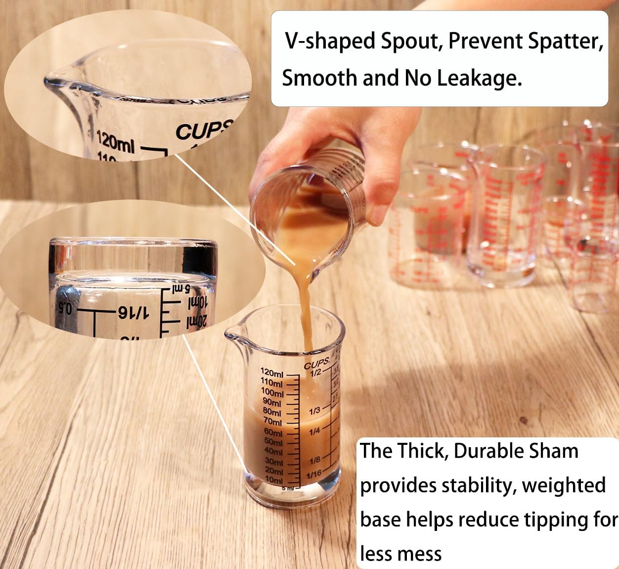 Ackers 4oz Glass Measuring Cup – Shot Glass with Ounce,Ml,Cups Markings for Kitchen & Bar(Pack of 2)