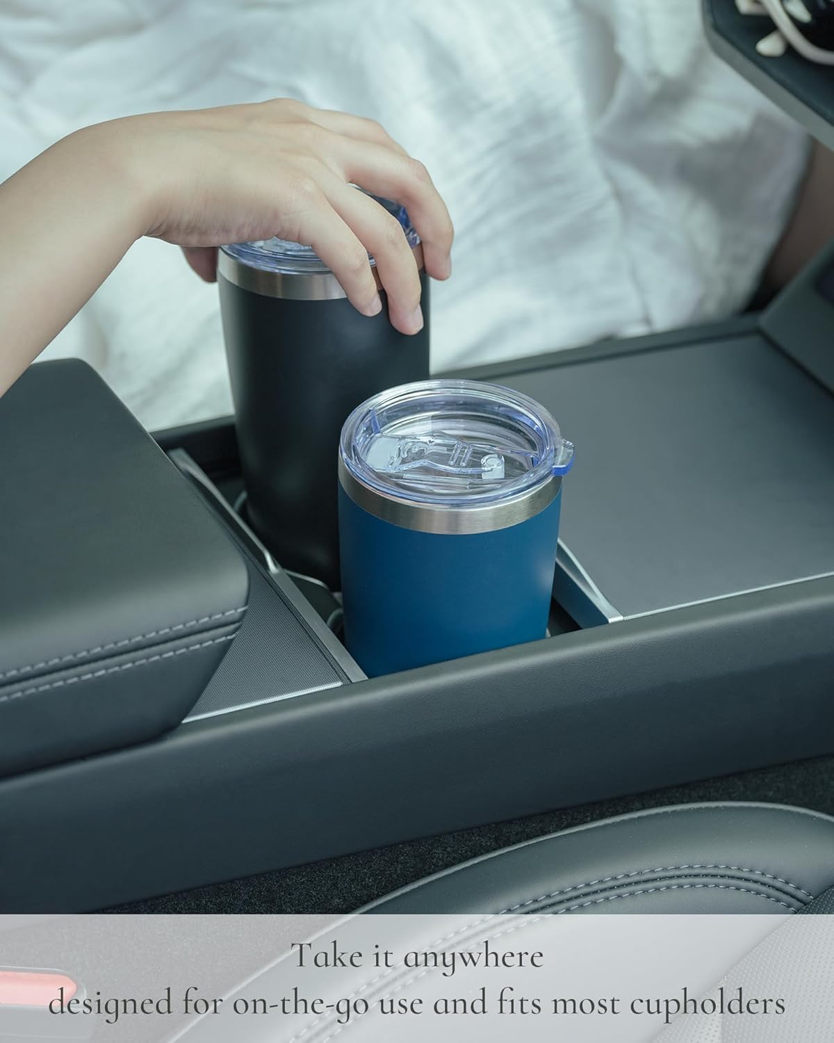 Travel Coffee Tumbler 20oz, Leakproof Travel Coffee Mug with Lid and Straw, Stainless Steel Double Wall Vacuum Insulated Tumbler for Hot/Iced Drinks (Textured Matte, Purple)