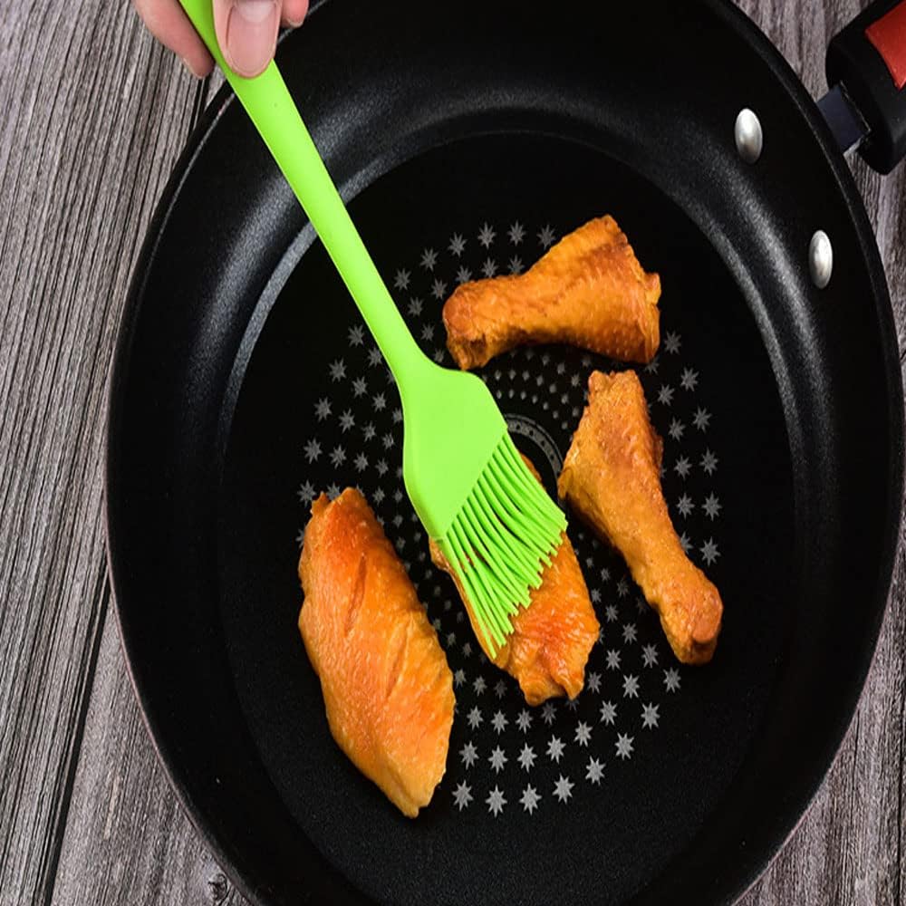 Silicone brush， BBQ/Pastry Basting Brushes,Silicone Cooking Grill Barbecue Baking Pastry Oil/Honey/Sauce Brush (7 PCS,green)