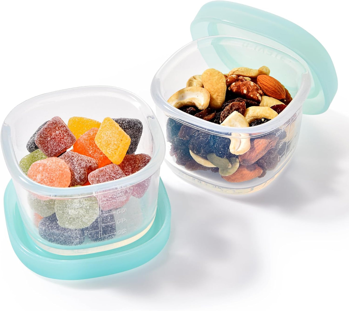 U-Taste 3oz Mini Sauce Containers: Food Grade Liquid Silicone Condiment Storage with Airtight Lid, Freezer Safe with Clear 100ml Measurements, Reusable for Dipping Ketchup, Salad Dressing (Aqua Sky)