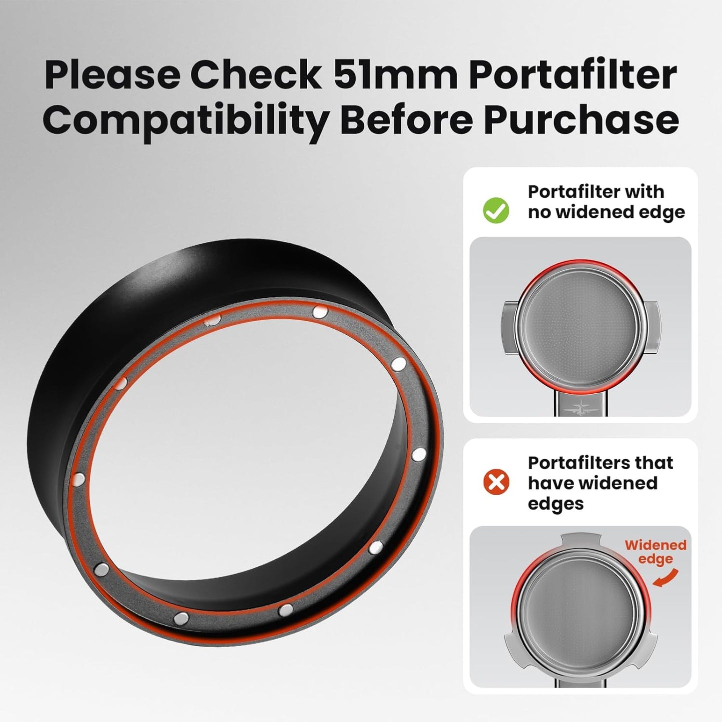 MHW-3BOMBER 51mm Espresso Dosing Funnel Magnetic Coffee Dosing Ring Portafilter Funnel Barista Tools Compatible with 51mm Delonghi Decica Portafilter DR5548B-OS