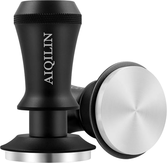Espresso Tamper, Constant 30lb Coffee Tamper with double Calibrated Spring Loaded, Stainless Steel double spring loaded Coffee Tamper Fits for All Portafilters- Flat Base (51mm, BLACK)