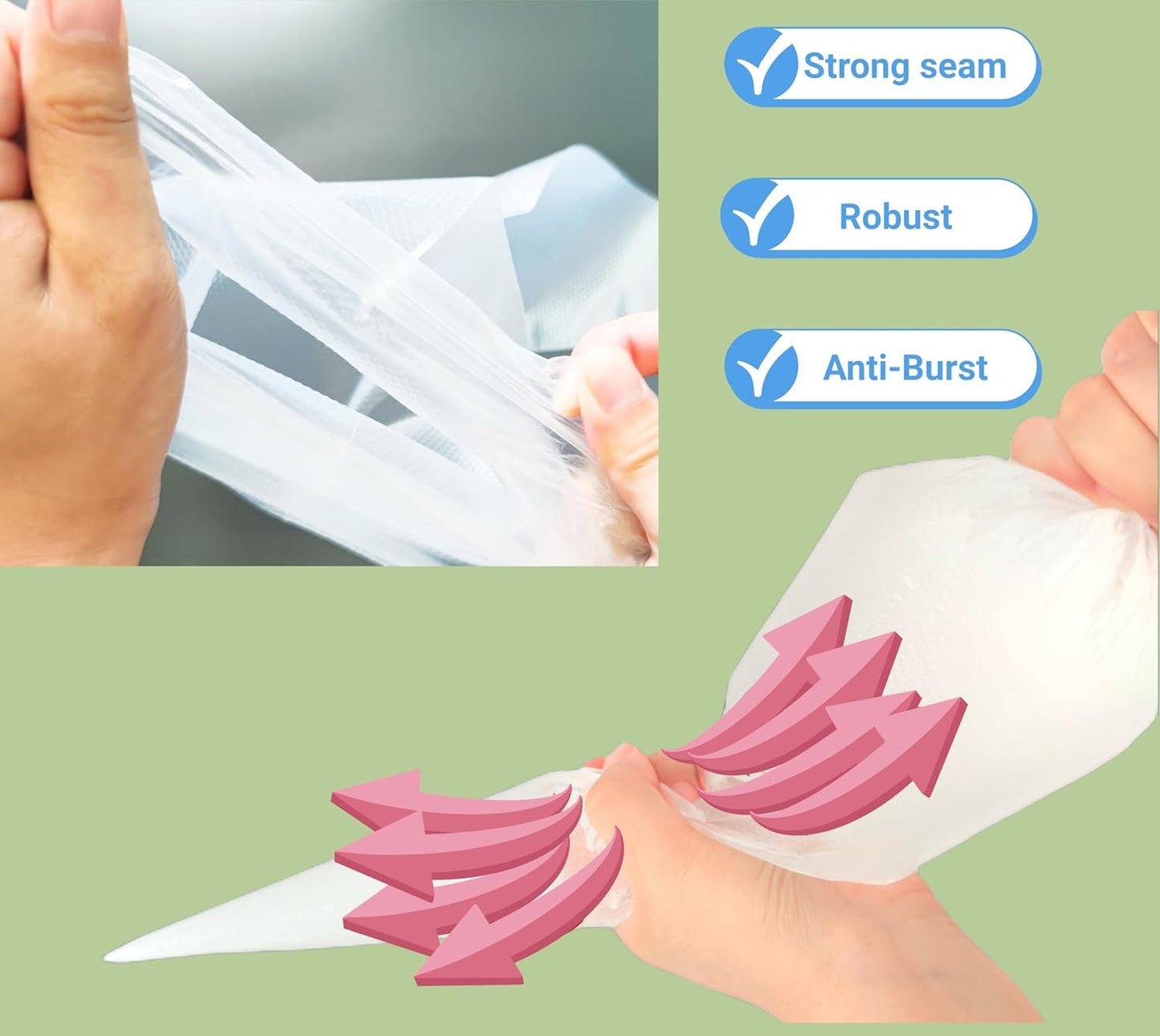 18 Inch Large Piping Bags 200 Pack - Disposable Pastry Bags - Thick Anti-Burst Pastry Icing Frosting Piping Bags For Decorating Cupcakes Cakes Cookies (Large 18 Inch-200 Pack)