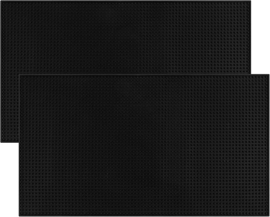 Extra Large (28 inch by 16 inch) Thick Rubber Service Bar Mat for Home Kitchen Counter Mat, Bartender Bar Mat, Dish Drying Mat, 2 Packs Black