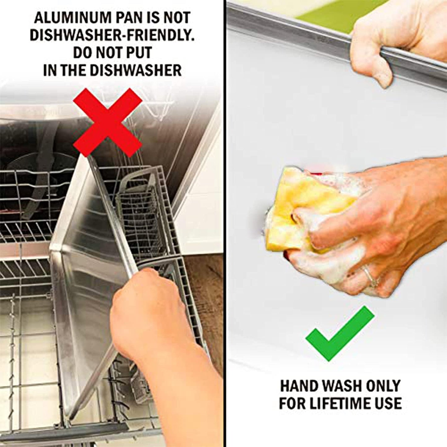 KITCHENATICS Quarter Sheet Baking Pans, Premium Quality Aluminum Cookie Sheet Set - Oven Safe, Nonstick, Rimmed Cooking Trays, 1/4 Baking Sheets for Oven, Roasting, Baking - 9.6" x 13" IN, Set of 2