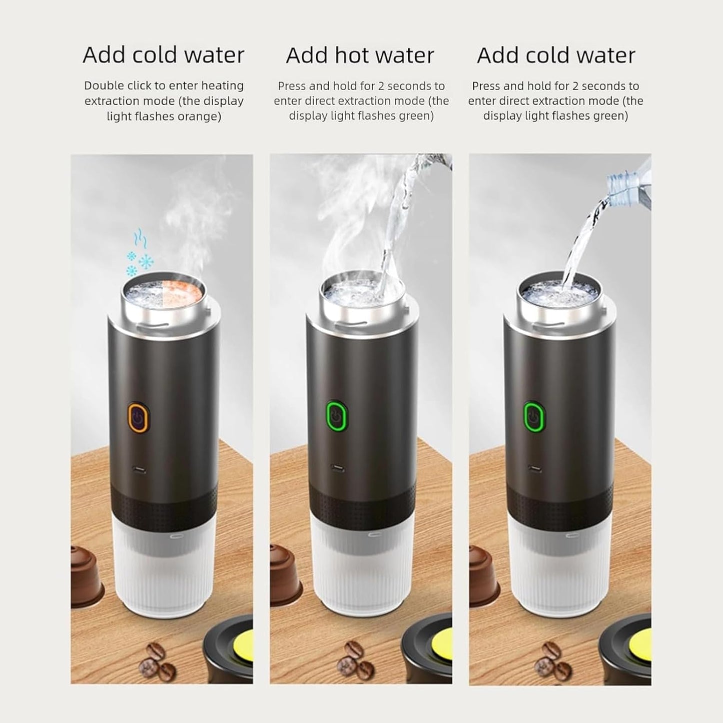 Esprova Portable Espresso Machine, Portable Electric Coffee Maker for Travel Camping, 3-in-1 Self-Heating Espresso Maker, Compatible with Ground Coffee and Capsules, Compact Lightweight (Silver)