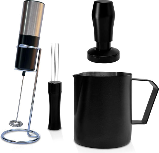 WDT Tool Espresso Magnetic, Espresso Tool Kit, Coffee Tamper 51mm, Milk Frother Handheld, Frothing Pitcher Stainless Steel, Electric Drink Mixer Wand, Barista Tools for Coffee Lovers