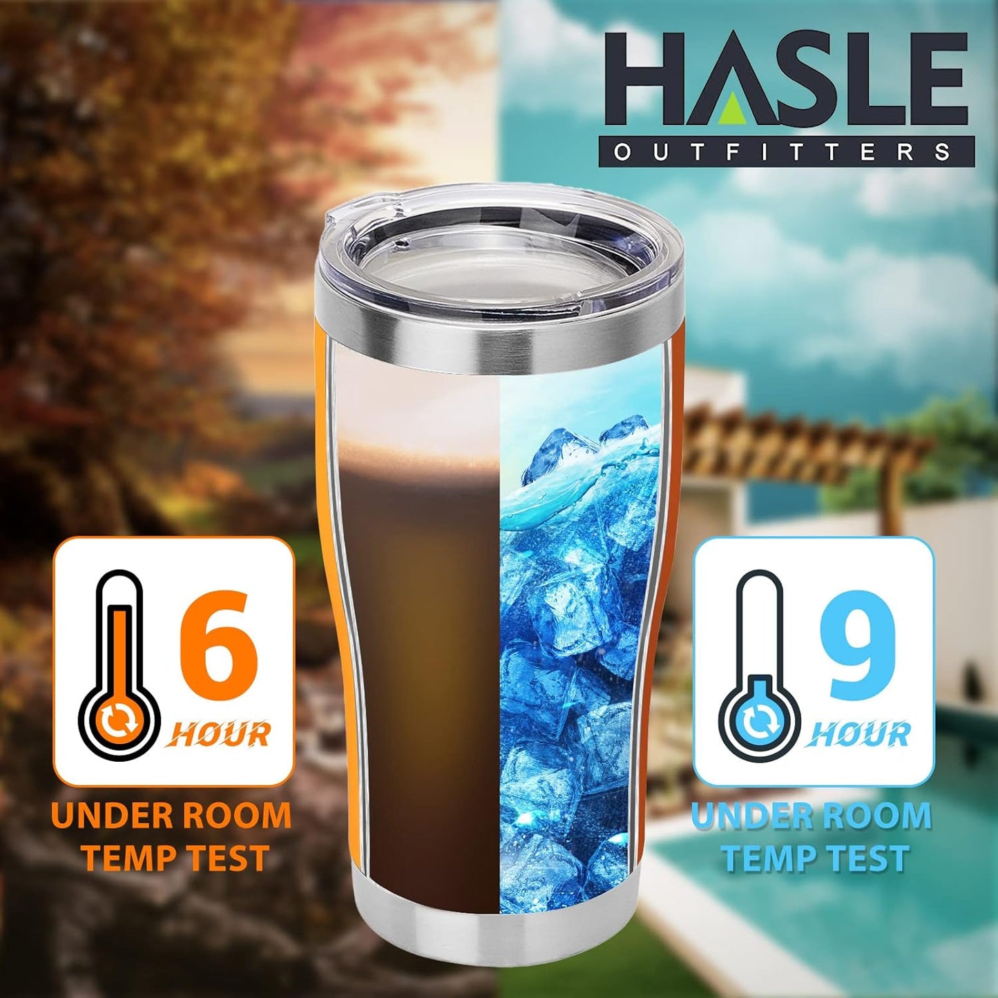 HASLE OUTFITTERS 20 oz Tumbler Bulk, Stainless Steel Tumblers with Lid, Vacuum Insulated Tumbler, Double Wall Powder Coated Cup, coffee mugs, Orange, 6 Pack