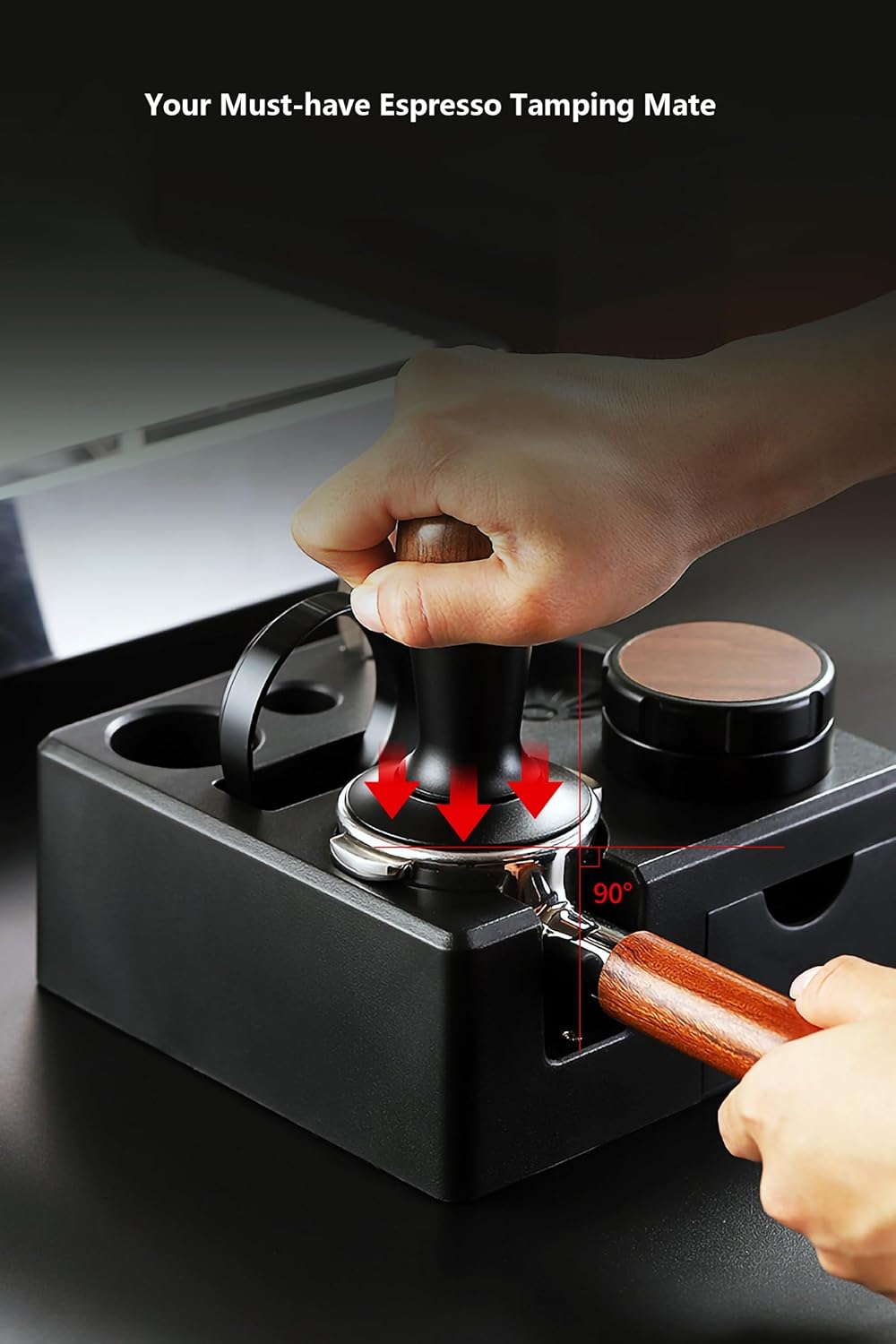 Coffee Tamper Mat Silicone Corner Tamping Mat (Coffee Tamping Station Black)