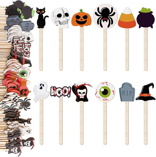 Jinei 120 Pcs Halloween Coffee Stirrers Stir Sticks Natural Wooden Stir Sticks Disposable Drink Stirrers for Stirring Hot Chocolate Milkshake Restaurant Home Office