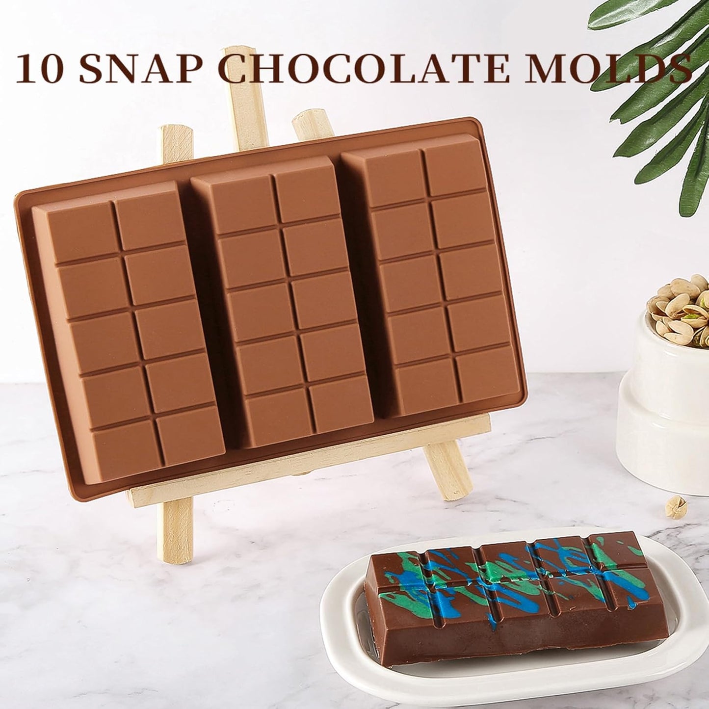 1 Inch Deep Chocolate Bar Mold, 3 Cavity Large Dubai Chocolate Molds, Thick Candy Bar Mould for Filling（2 Packs）