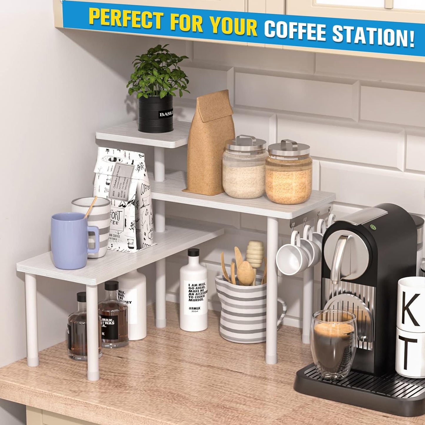 JayRex Bathroom Organizer Countertop Corner Shelf, 3 Tier Moveable Organizer for Make Up, Dresser Table, Desktop (White)