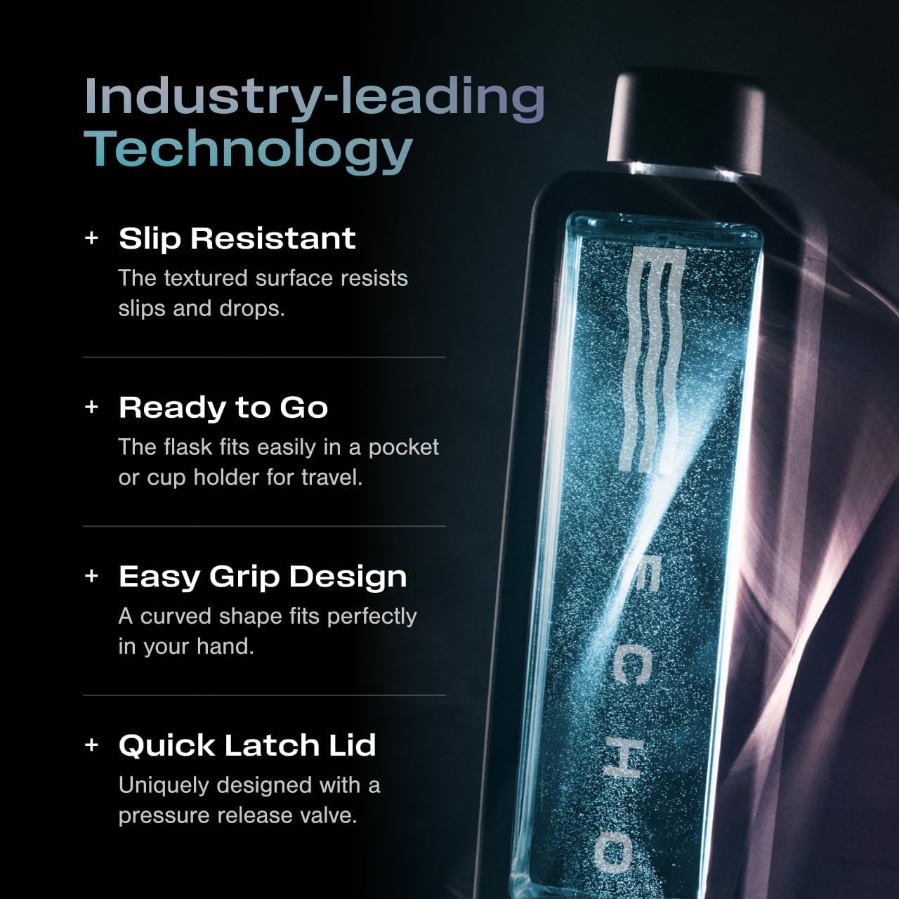 Echo Flask Hydrogen Water Bottle - Active Hydration Solution with Water Intake Tracking & LCD Touch Screen - Compact & Convenient - Transparent Hydrogen Flask - 12 oz