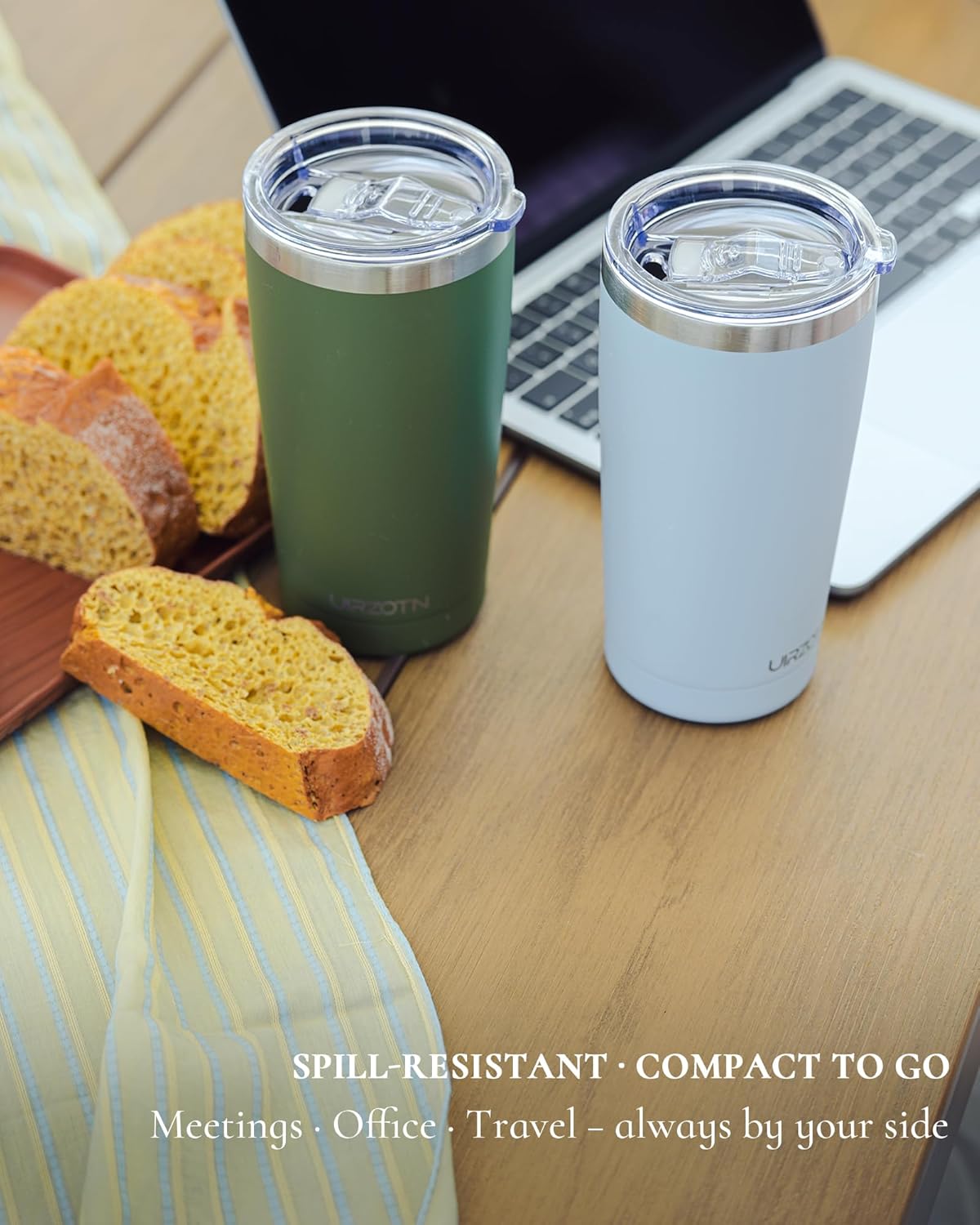 Travel Coffee Tumbler 20oz, Leakproof Travel Coffee Mug with Lid and Straw, Stainless Steel Double Wall Vacuum Insulated Tumbler for Hot/Iced Drinks (Textured Matte, Army Green)