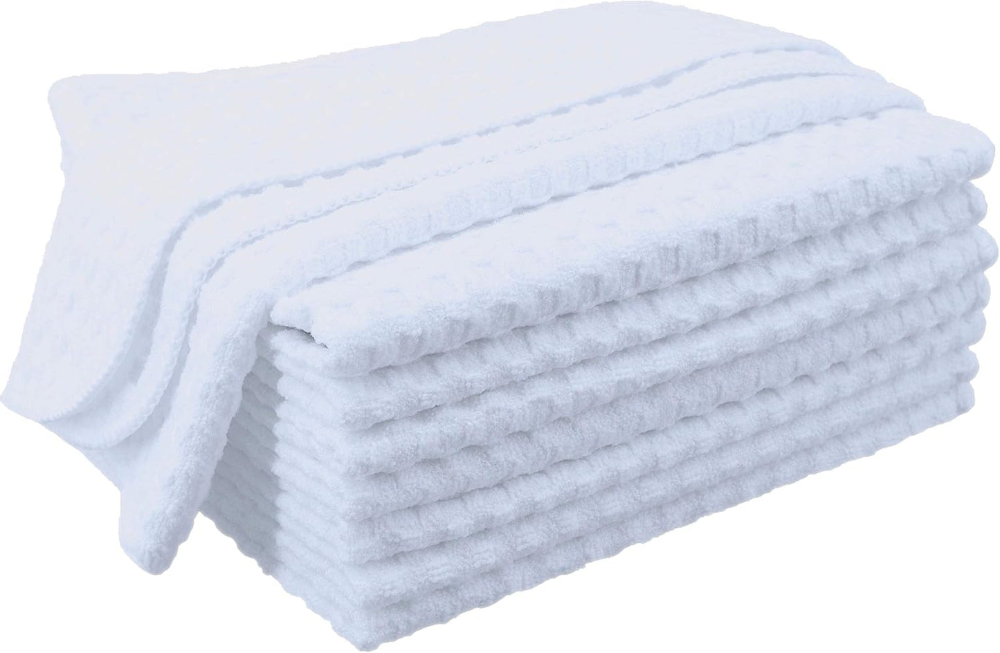 POLYTE Ultra Premium Microfiber Kitchen Dish Cloth Waffle Weave, 8 Pack (12x12 in, White)