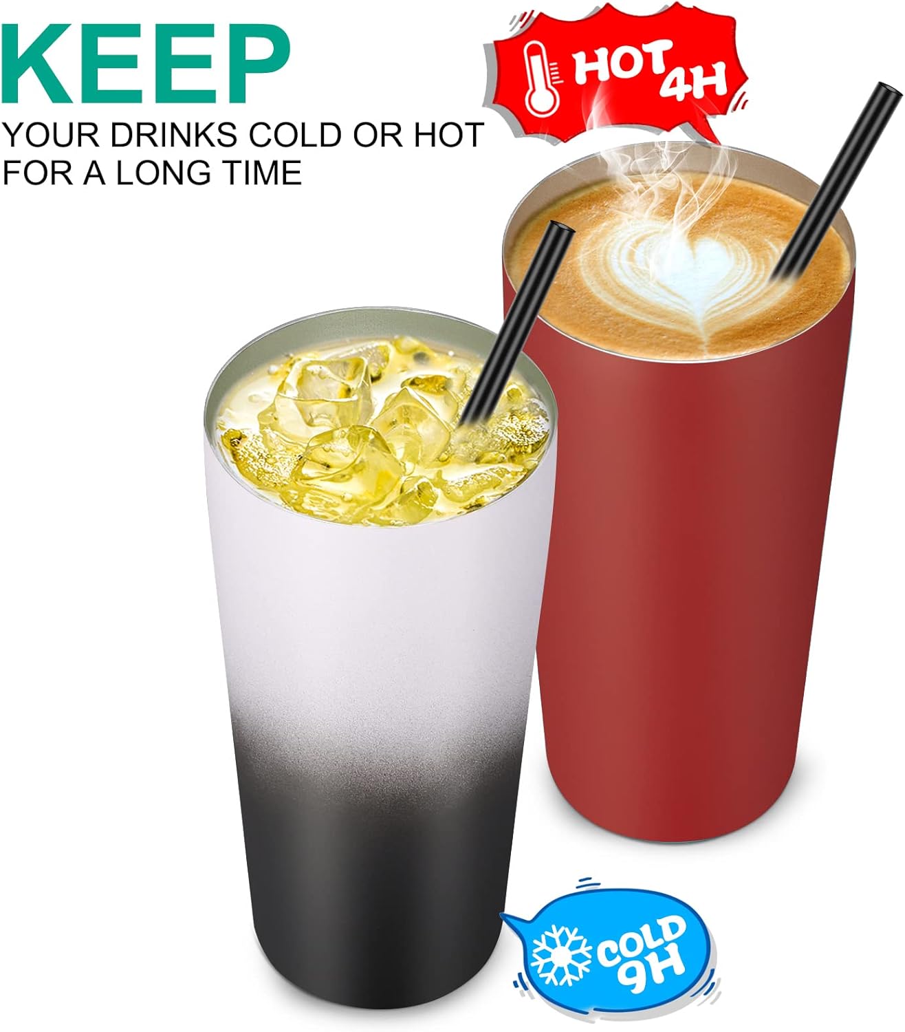 VEGOND 20oz Tumbler Bulk with Lid and Straw 12 Pack, Stainless Steel Vacuum Insulated Tumbler, Double Wall Coffee Cup Travel Mug, Red