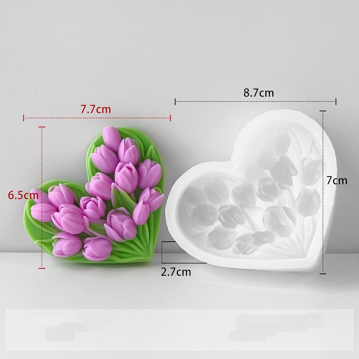 Tulip Flower Molds Flower Candle Resin Mold - Resin Casting Silicone Molds for Home Decor & Candle Making Wave Spiral Mold