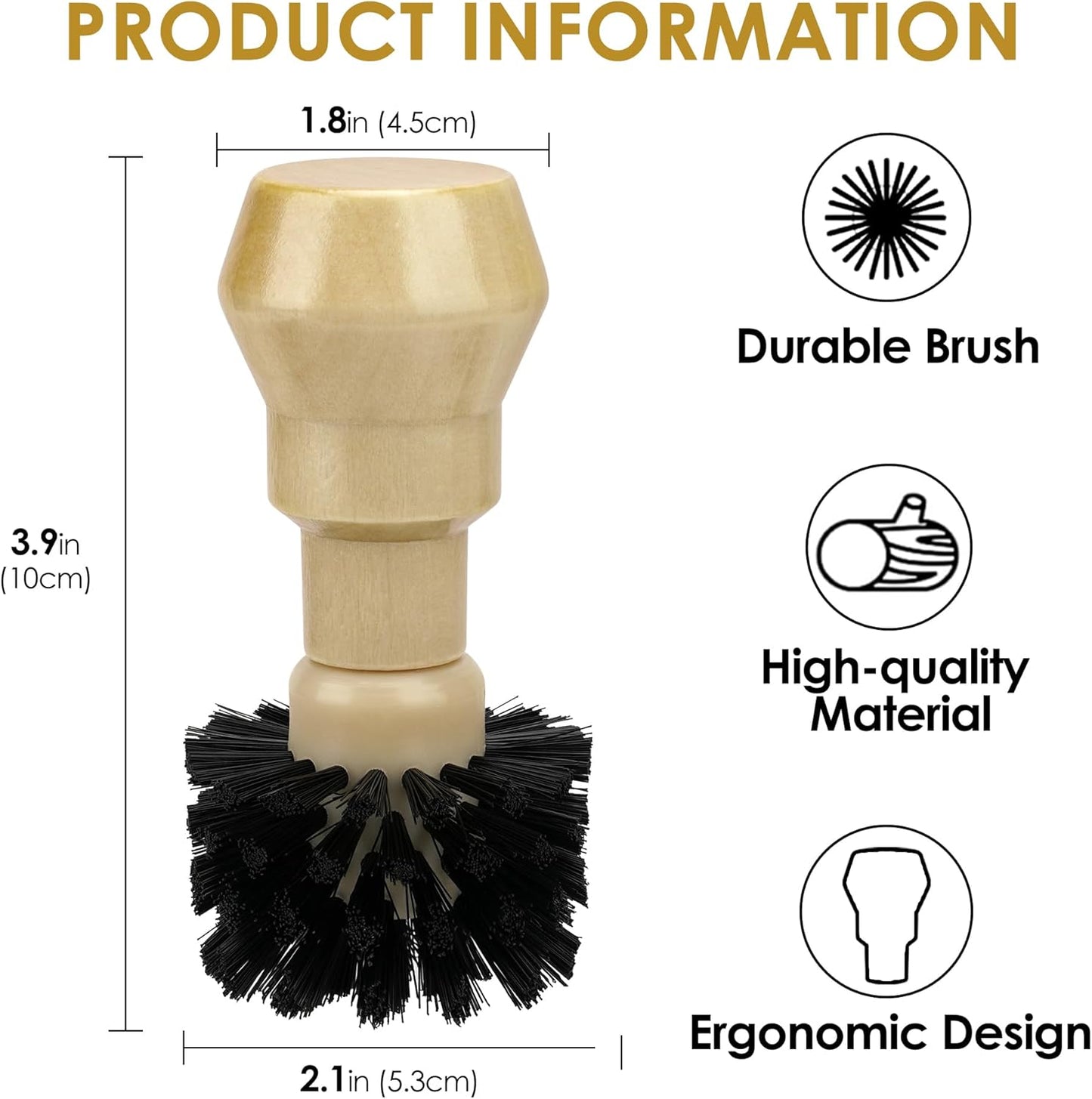 Espresso Machine Portafilter Brush - Nylon Bristle and Wooden Handle Coffee Grounds Remover, Compatible with 51MM and 54MM Portafilters, Professional Cleaning Tools