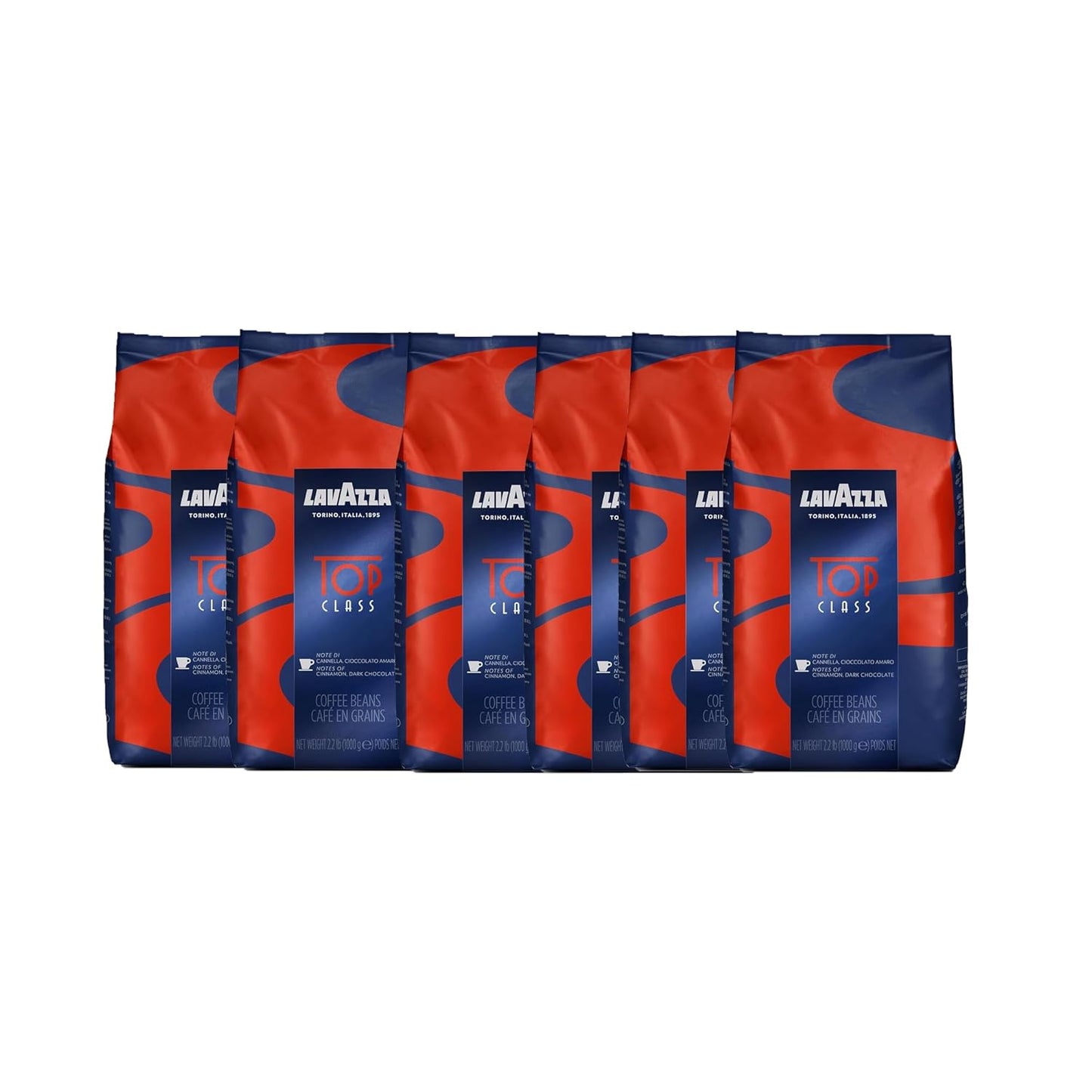 Lavazza Top Class Whole Bean Coffee Blend, Medium Espresso Roast, 2.2LB - Pack of 6