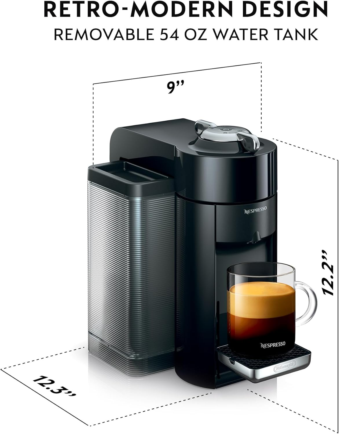 Nespresso Vertuo Coffee and Espresso Maker by De'Longhi, Piano Black