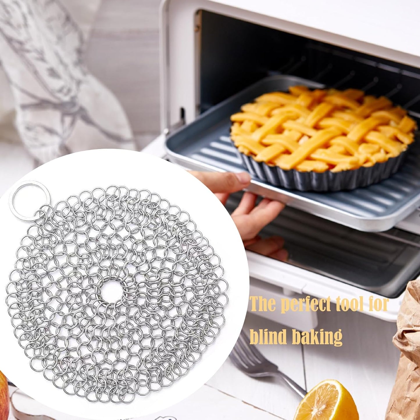 1 Pcs Stainless Steel Pie Weights, Universal Weights Suitable for 7-10 Inch Pies, Replacement for Traditional Ceramic Baking Weights, Suitable for Home Bakers and Professional Chefs