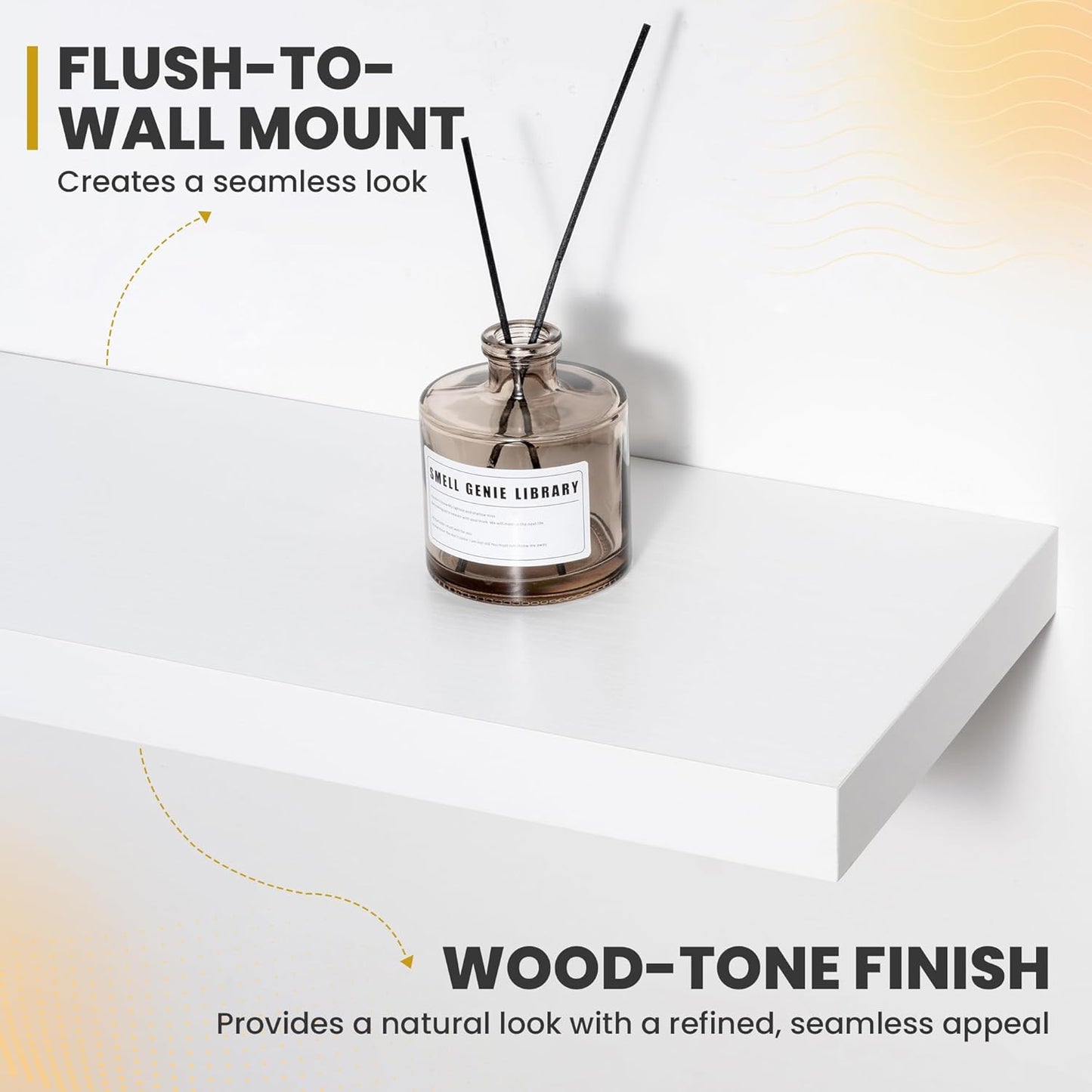 72 Inch Floating Shelves, 9.3" Deep Floating Shelf Wall Mounted, 72" Wall Shelves, Rustic Deep Bookshelf, Large Display Shelves & Storage Shelves for Bedroom, Living Room, White, Set of 1