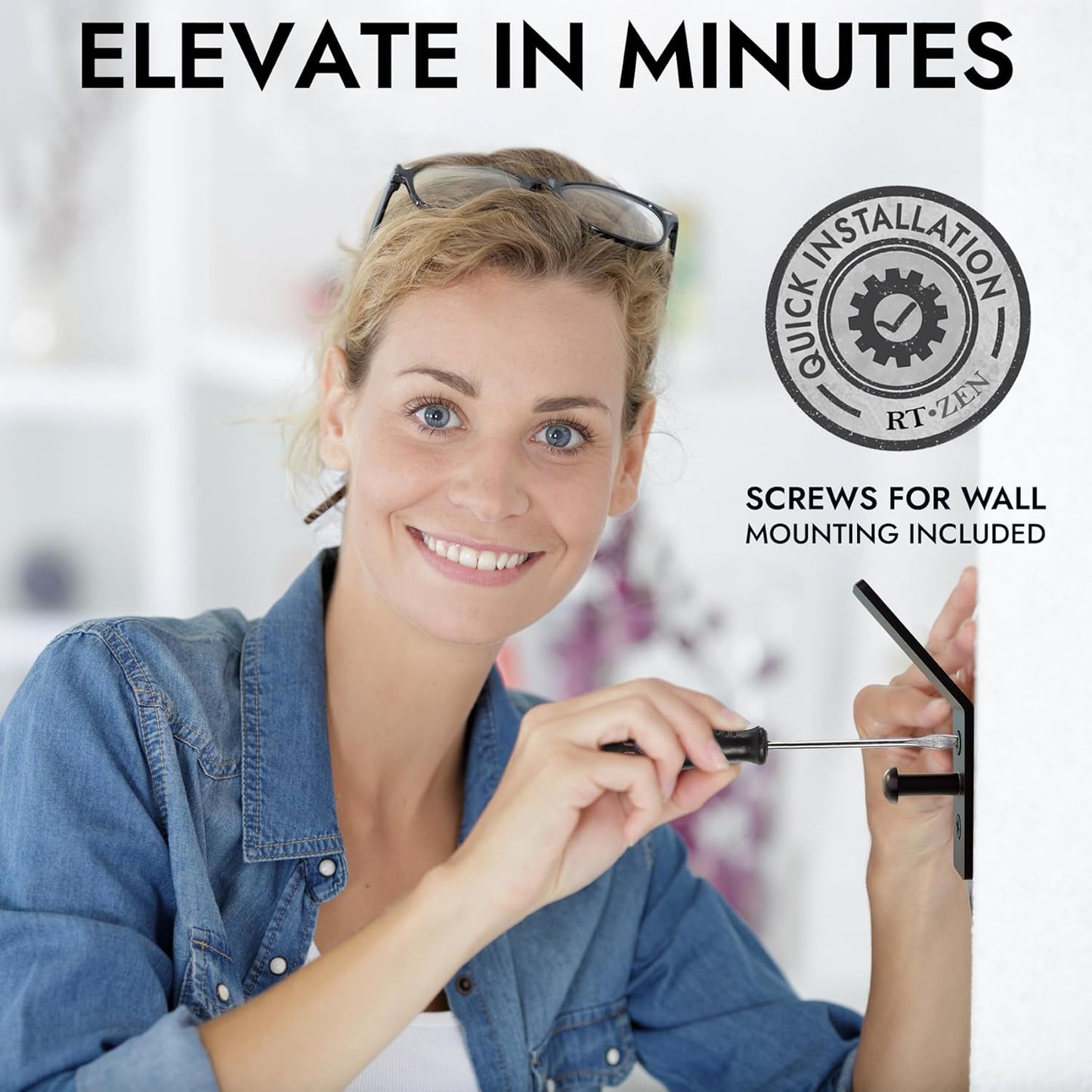 RTZEN Wall Mount Hook Set - Wrought Iron Decorative Rustic Metal Coat Hooks for Hanging - Handcrafted Classic Farmhouse Wall Mounted Black Hooks for Towel Robe or Hat Hanging - 3 Pack