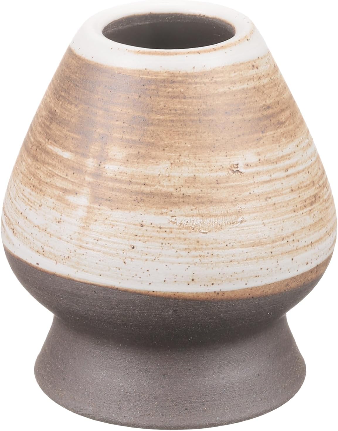 HARFINGTON Ceramic Chasen Stand 70mm Matcha Whisk Holder Teas Set Whisks Stand Traditional Matcha Tea Chasen Holder Tea Set Accessories for Tea Tasting, Earth Yellow/White