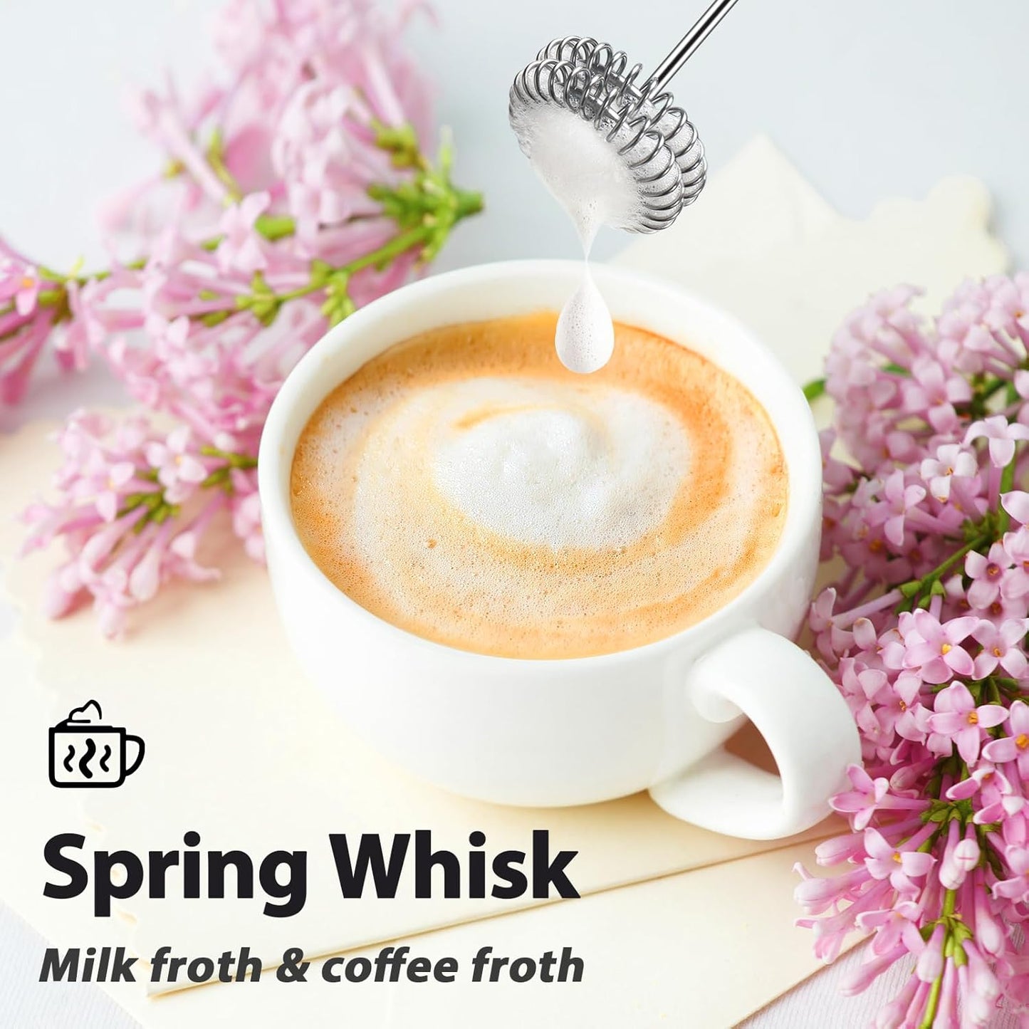 Milk Frother with Stand-Rechargeable Handheld Coffee Frother with 3 Stainless Whisks 3 Speed Adjustable, Electric Whisk Drink Mixer, Foam Maker Blender for Matcha Latte Cappuccino Chocolate