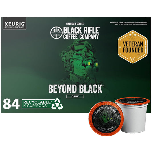 Black Rifle Coffee Company Dark Roast K Cups - Single Serve K Cups Coffee Pods - Kcup Pods Compatible with Keurig 1.0 & 2.0 - Made from Pure Arabica Beans (Beyond Black, 84 Count)