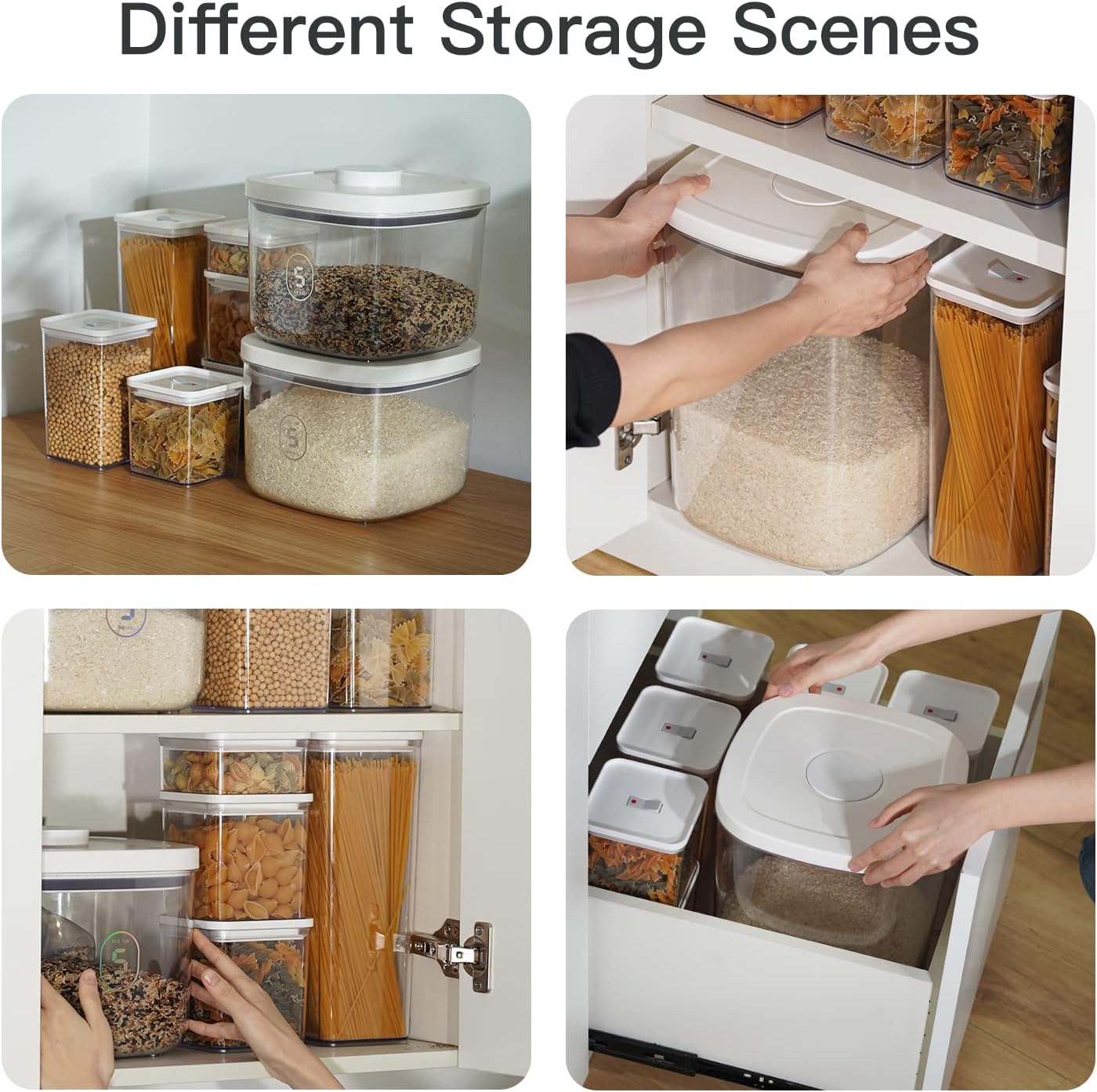 20-25 lbs Rice Dispenser,10.5 Qt/10 L/22-25 lbs Rice Container Storage with Measuring Cup & Brush Food Cereal Container Bins Household for Kitchen Pantry Organization (AY-10KG-WHITE)