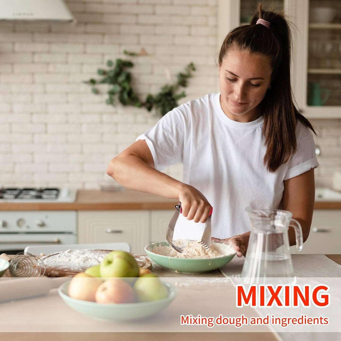 ALLTOP Pastry Blender & Bench Scraper Set - Premium Kitchen Baking Essential Tools for Cake and Bread Making - Stainless Steel Dough Scraper&Butter Cutter for Homemade Delights - Red