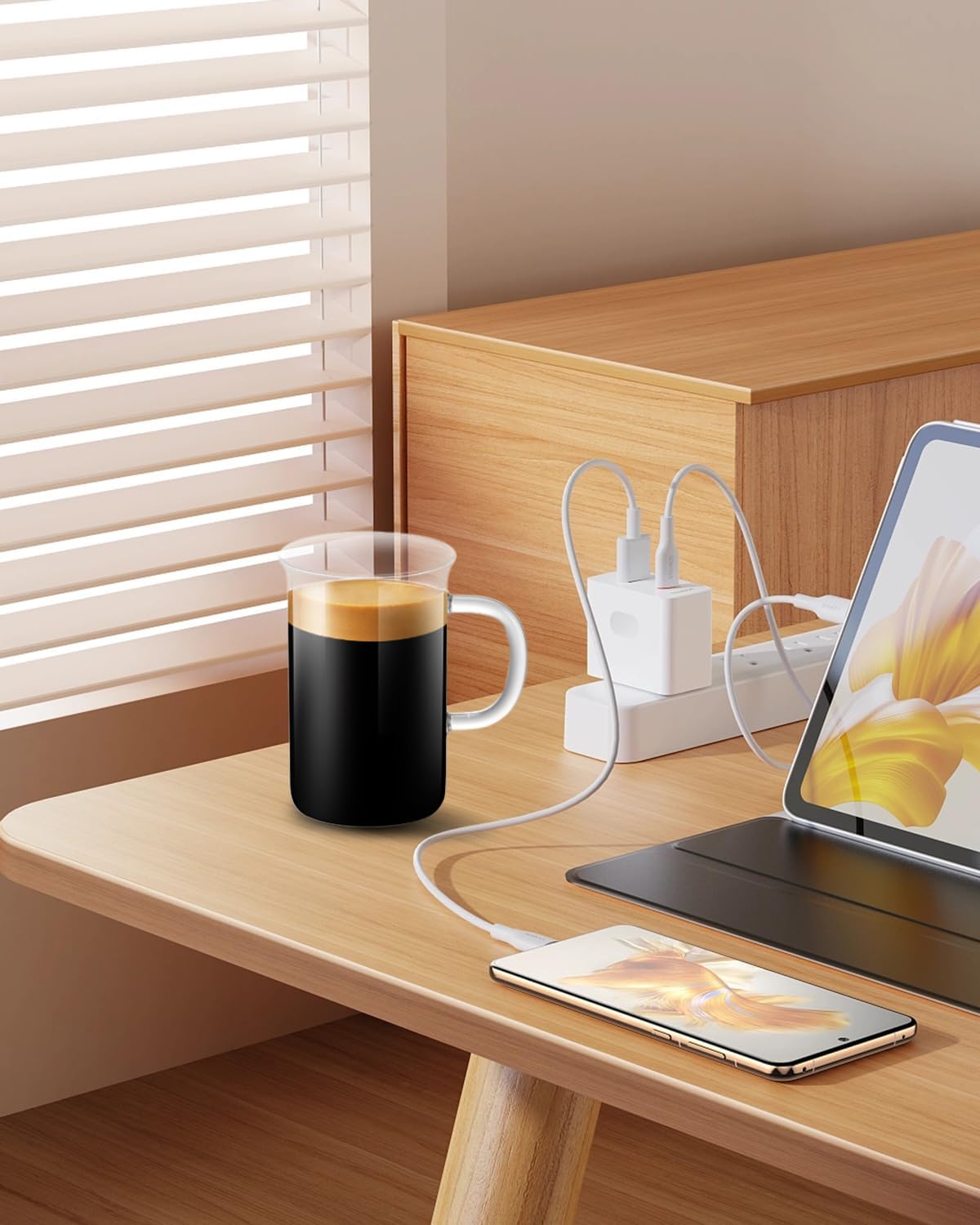 LUXU Glass Coffee Tea Cups(Set of 2)-13 oz,Clear Glass Mugs,Tall Drinking Glasses for Cappuccino,Latte,Espresso,Lead-free Drinking Glasses Great for Juice,Water,Beer,Milk Hot And Cold Drinks